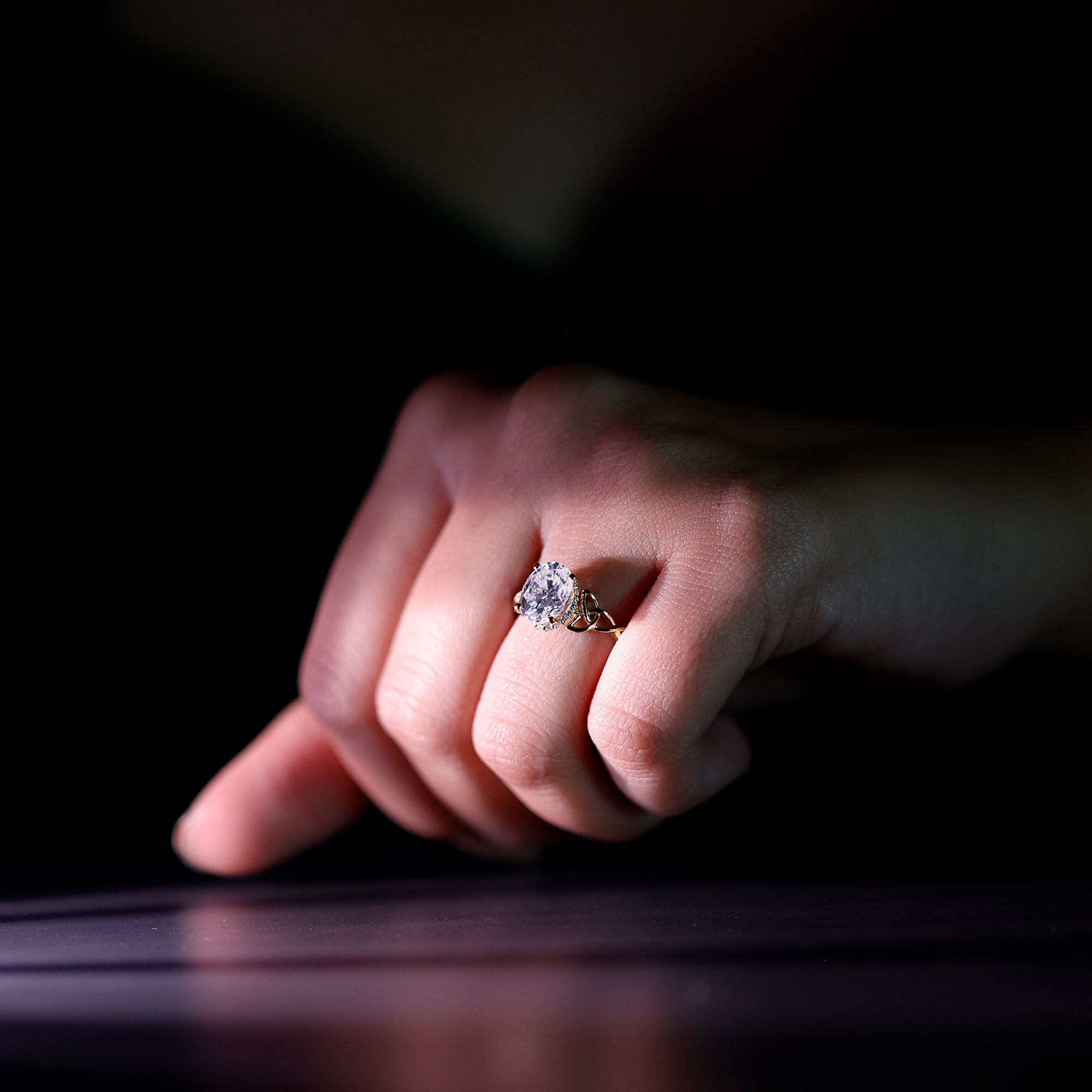 Oval Lab Grown Diamond Hidden Halo Engagement Ring Lab - ( EF-VS ) - Rosec Jewels
