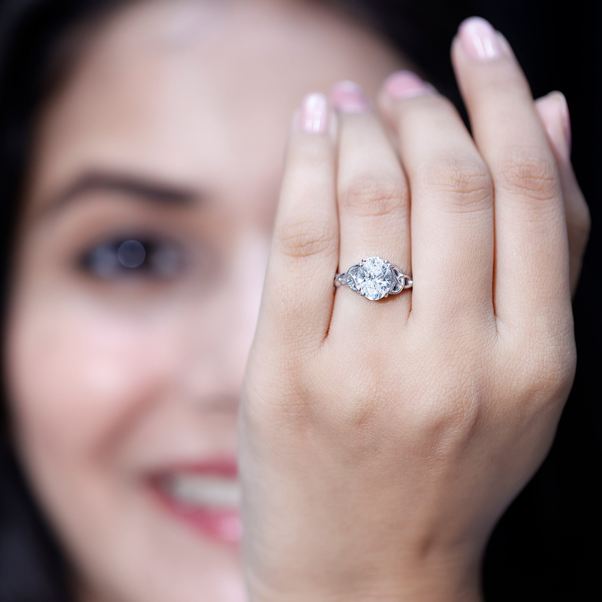 Women Lab Grown Diamond Celtic Knot Engagement Ring Lab - ( EF-VS ) - Rosec Jewels