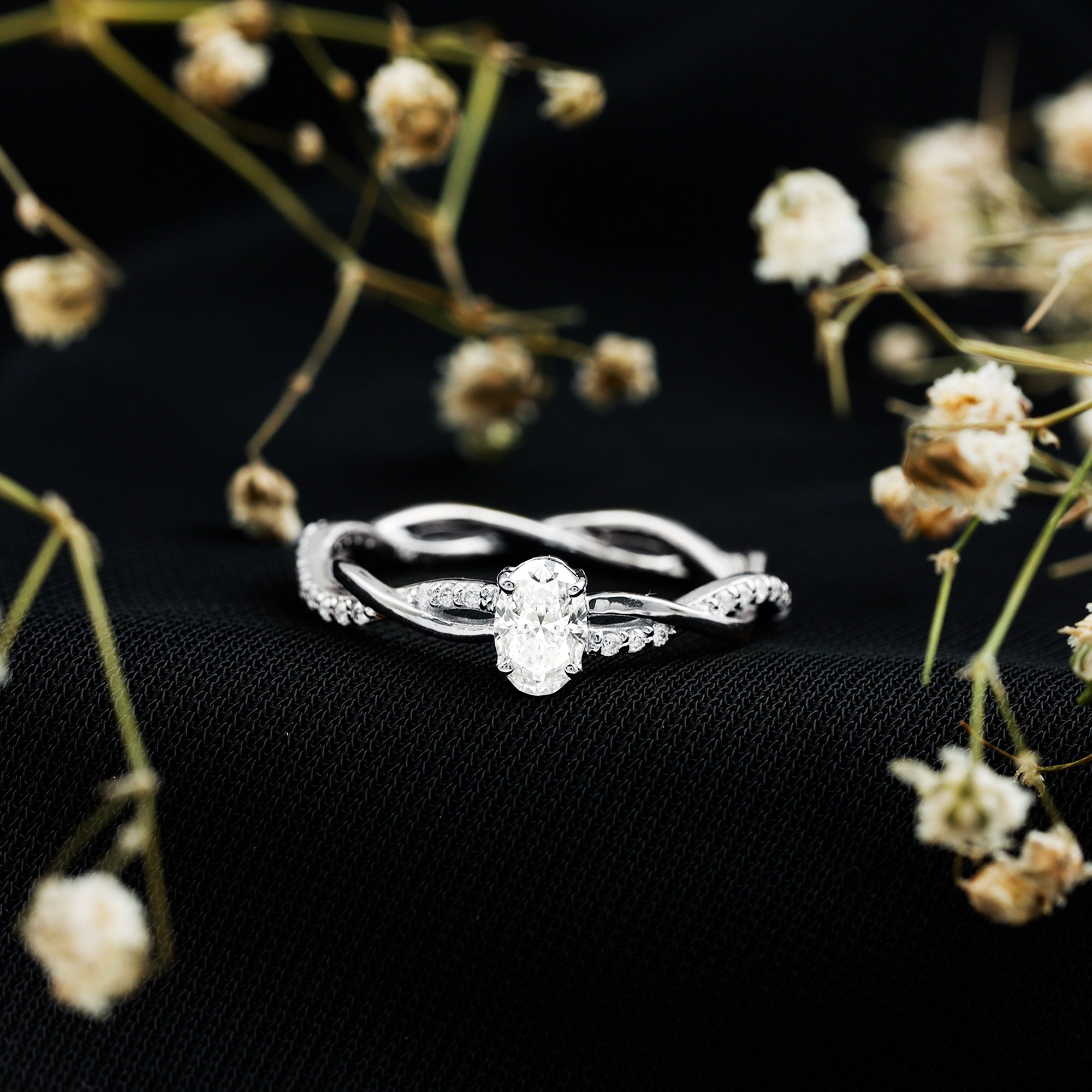 Lab Grown Diamond Promise Ring With Twisted Shank Lab - ( EF-VS ) - Rosec Jewels