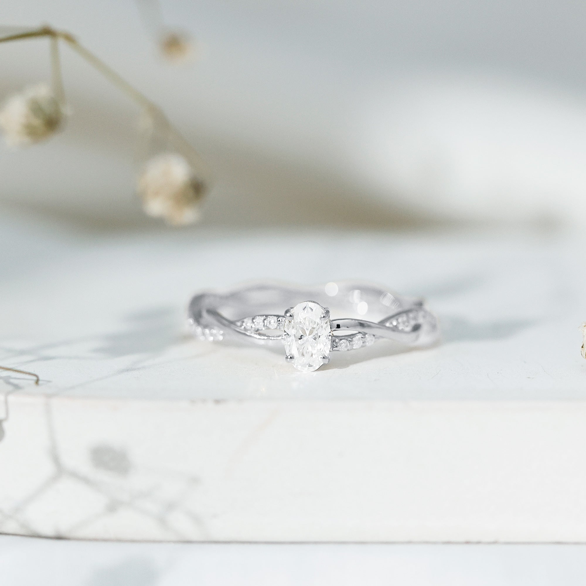 Lab Grown Diamond Promise Ring With Twisted Shank Lab - ( EF-VS ) - Rosec Jewels