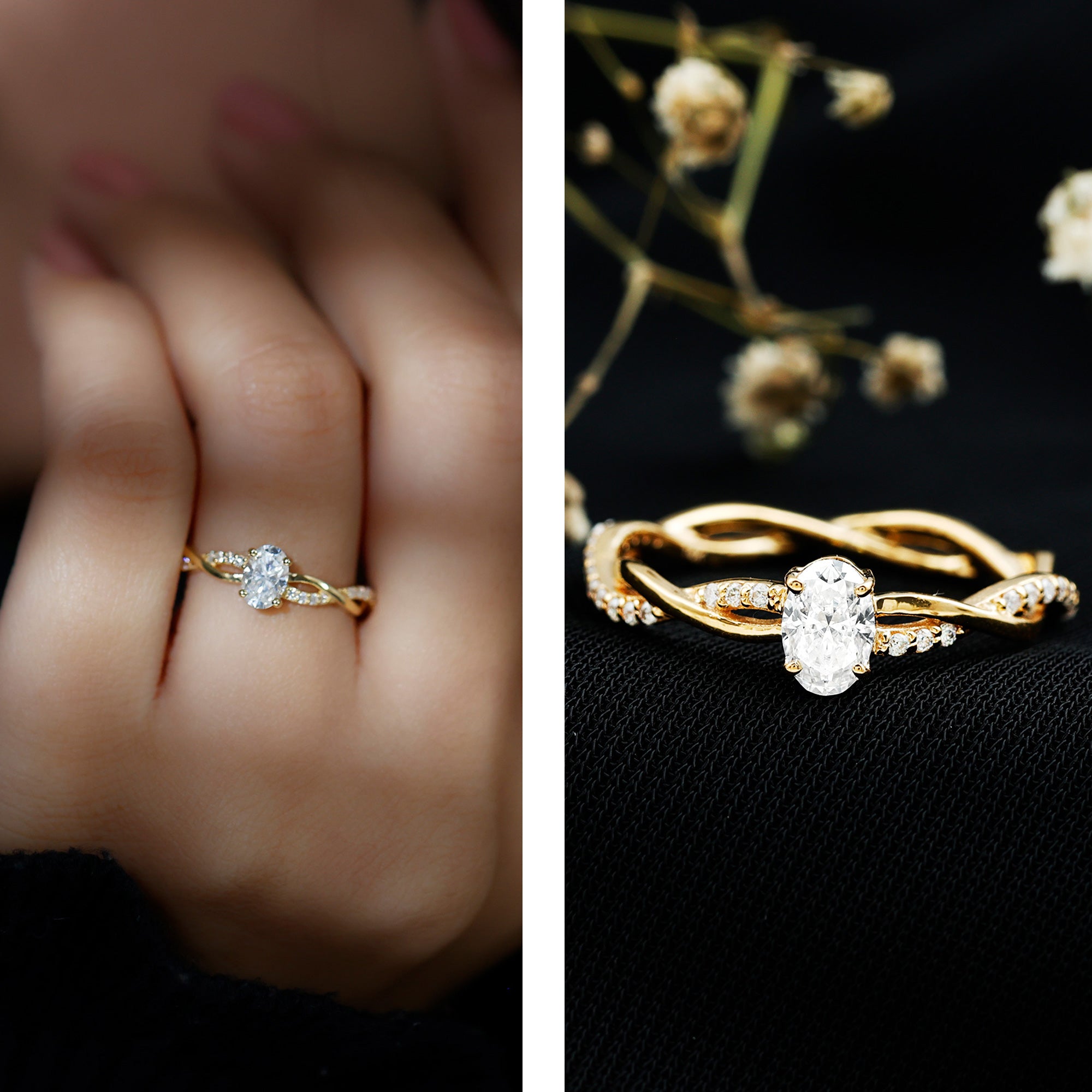 Lab Grown Diamond Promise Ring With Twisted Shank Lab - ( EF-VS ) - Rosec Jewels