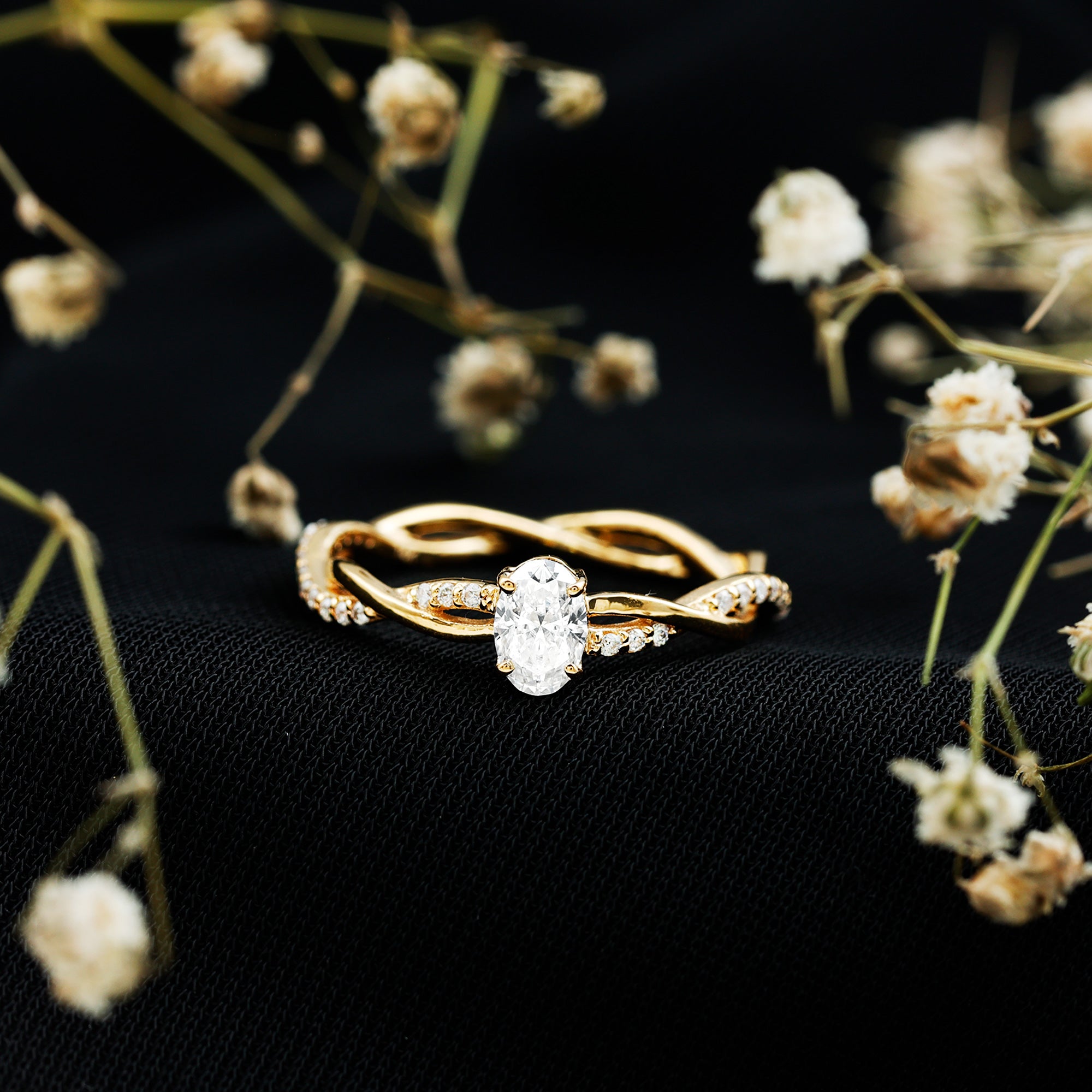 Lab Grown Diamond Promise Ring With Twisted Shank Lab - ( EF-VS ) - Rosec Jewels
