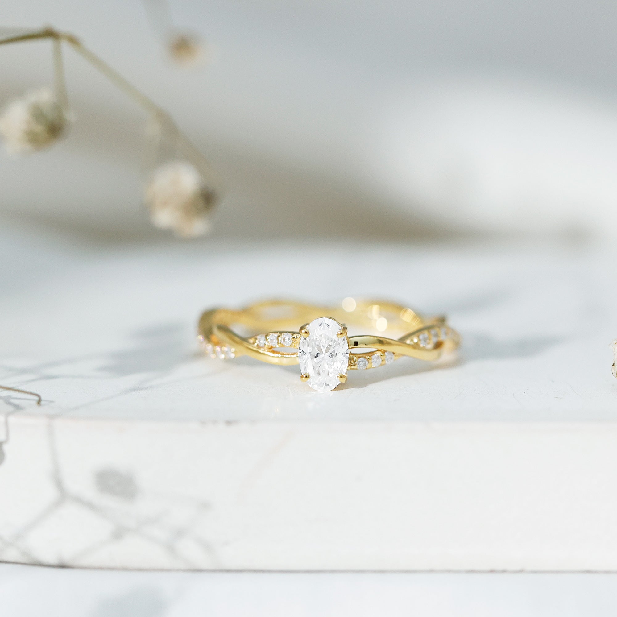 Lab Grown Diamond Promise Ring With Twisted Shank Lab - ( EF-VS ) - Rosec Jewels