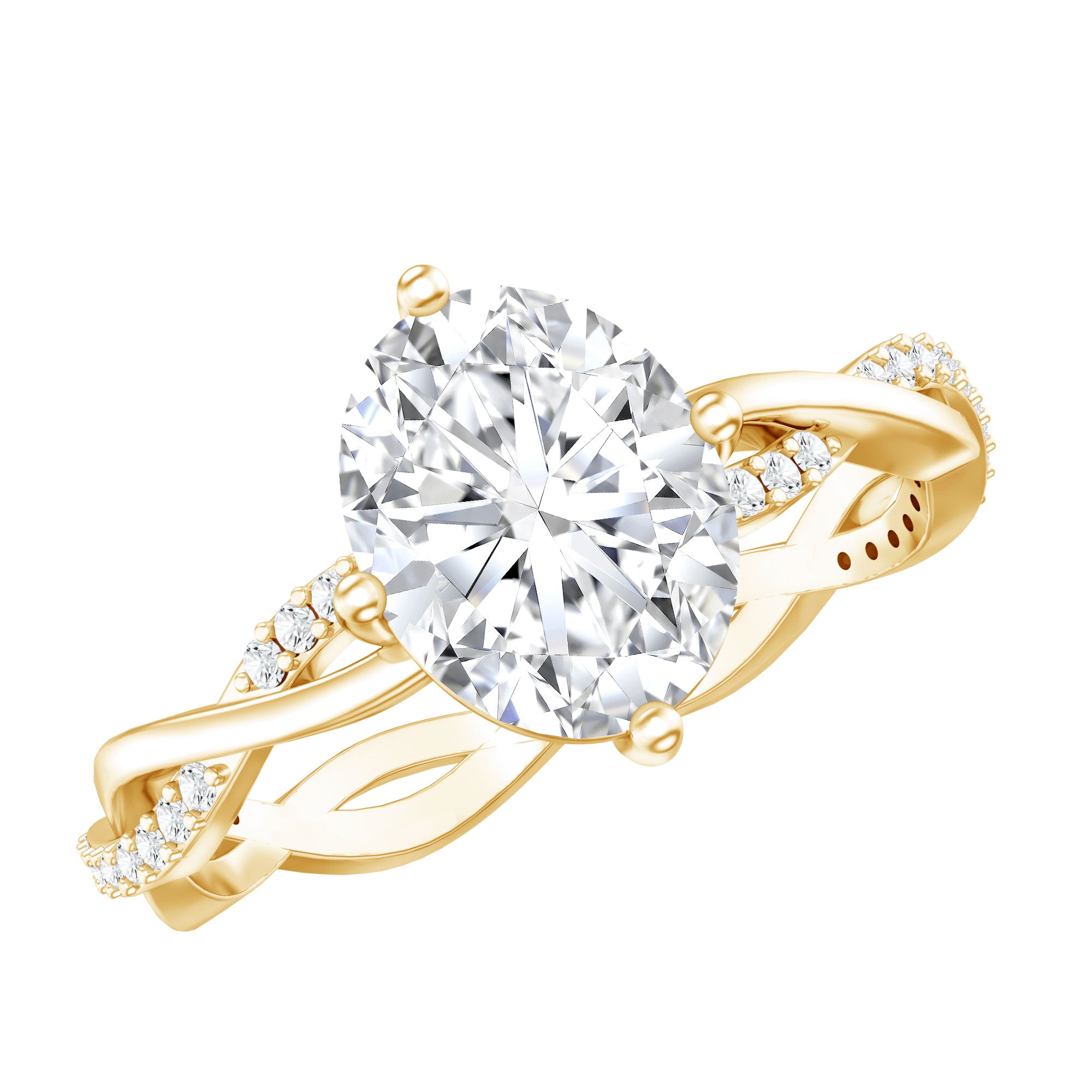 Lab Grown Diamond Oval Engagement Ring With Braided Style Band Lab - ( EF-VS ) - Rosec Jewels