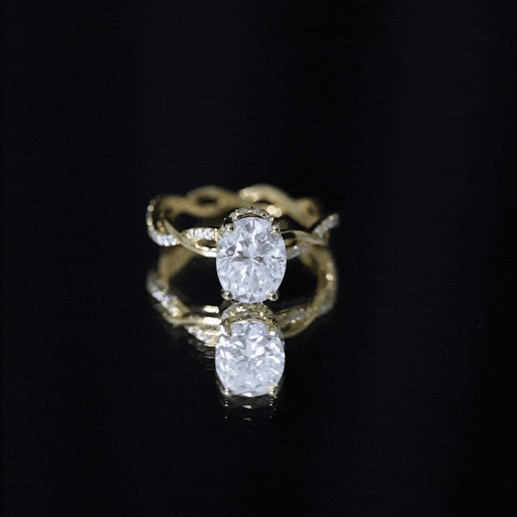 Lab Grown Diamond Oval Engagement Ring with Braided Shank Lab - ( EF-VS ) - Rosec Jewels