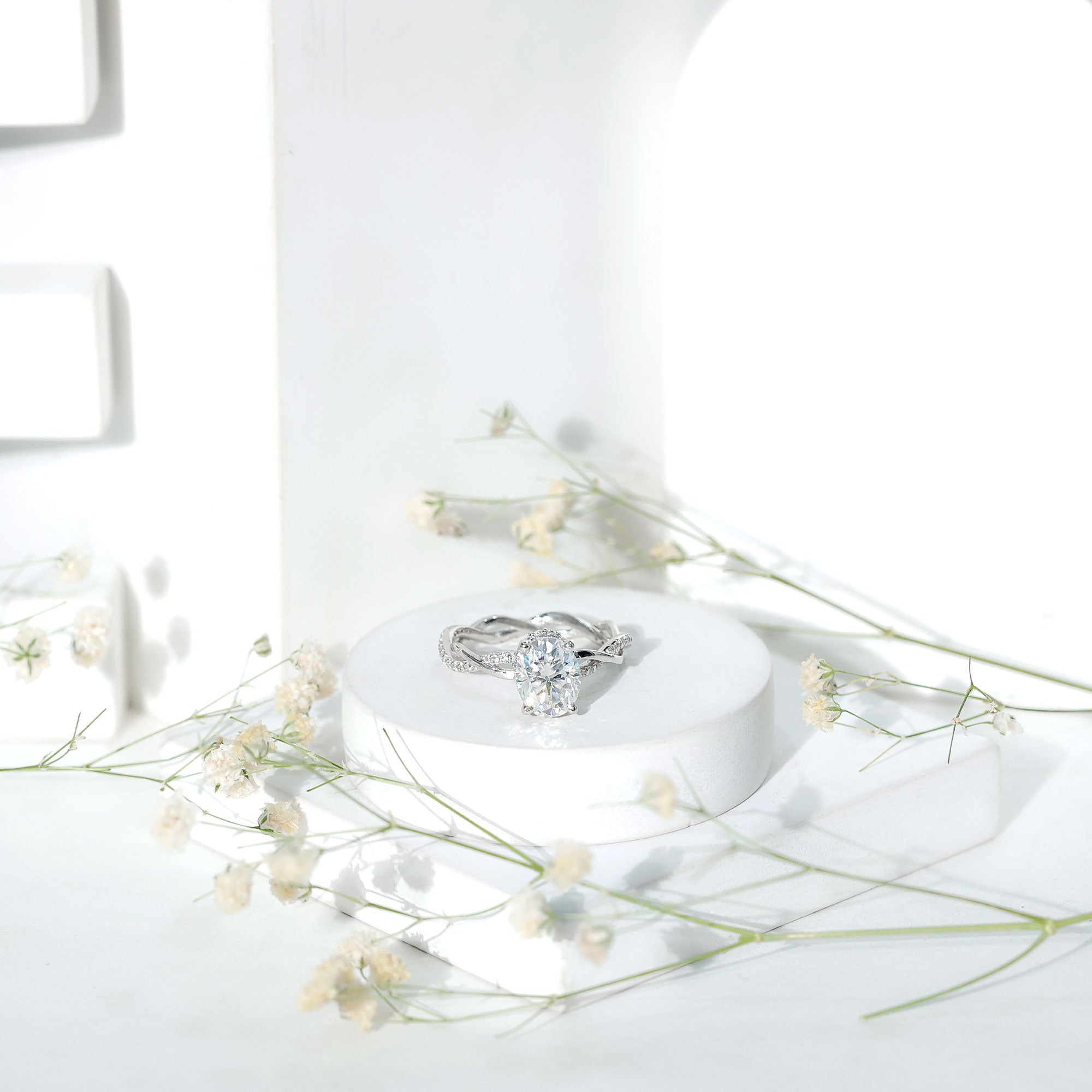 Lab Grown Diamond Oval Engagement Ring with Braided Shank Lab - ( EF-VS ) - Rosec Jewels