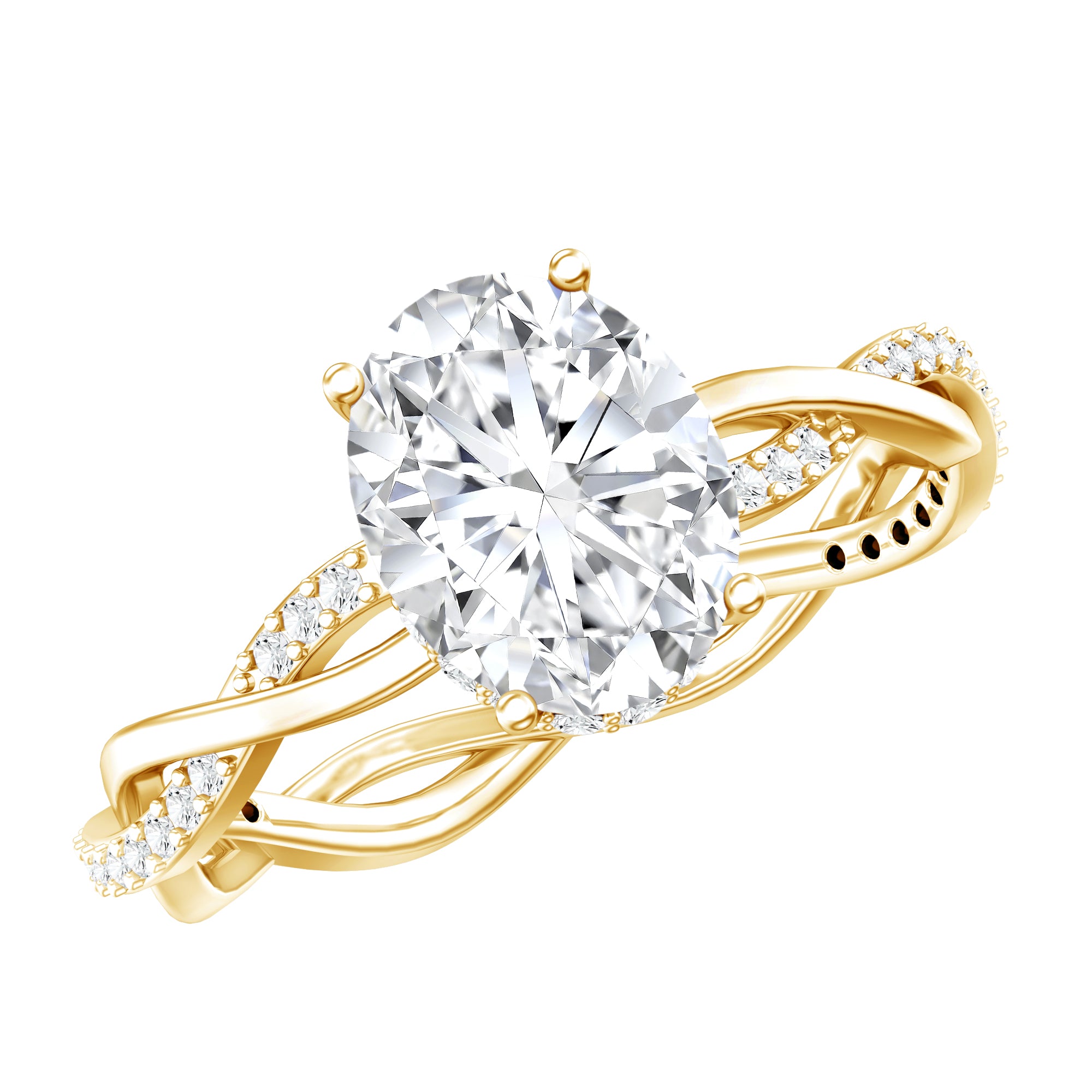 Lab Grown Diamond Oval Engagement Ring with Braided Shank Lab - ( EF-VS ) - Rosec Jewels