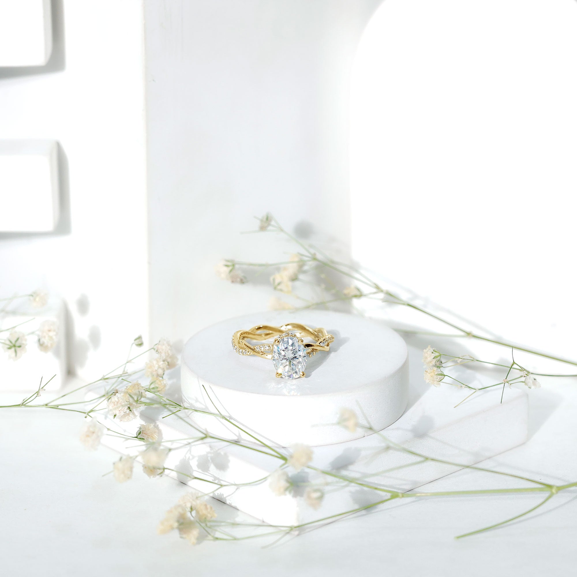 Lab Grown Diamond Oval Engagement Ring with Braided Shank Lab - ( EF-VS ) - Rosec Jewels