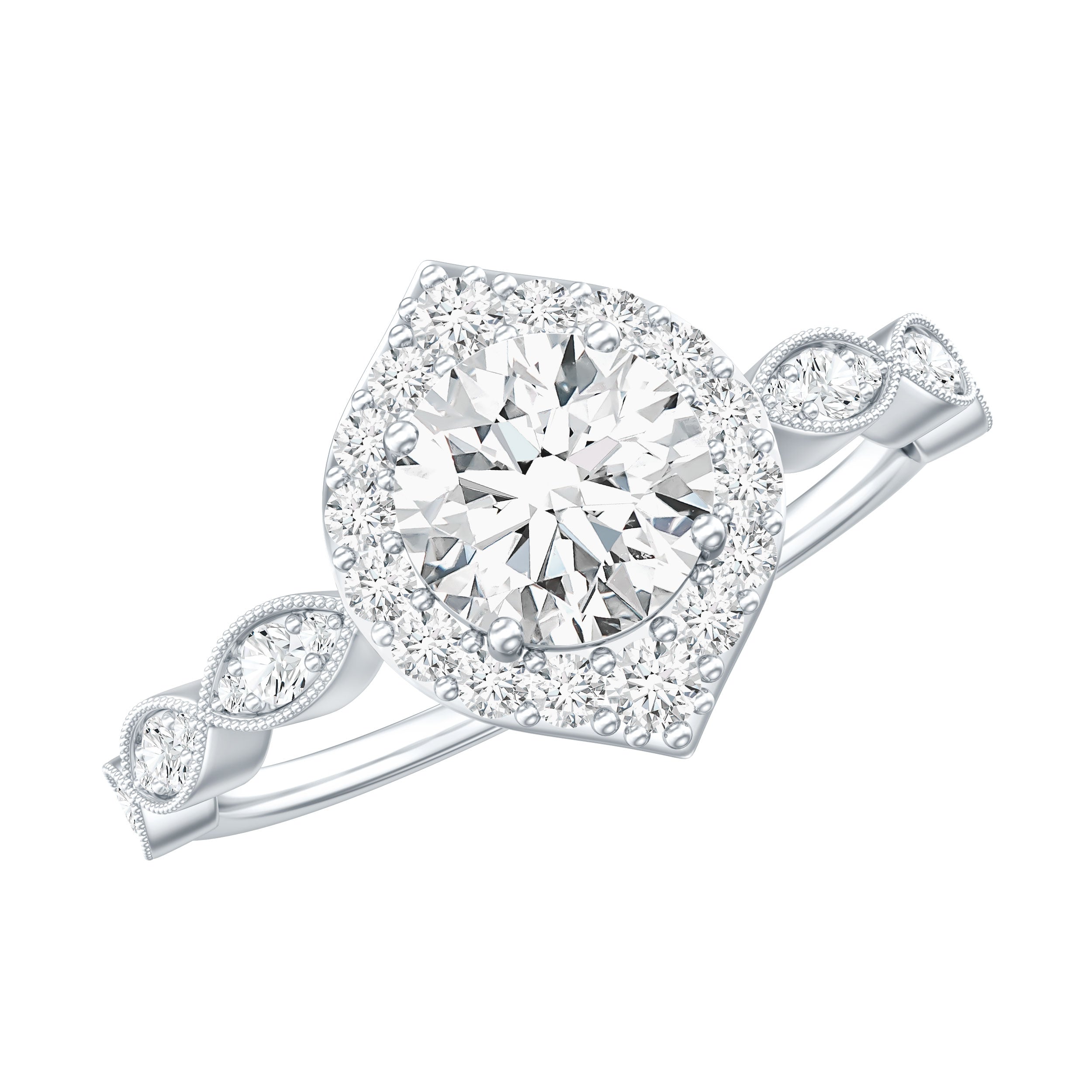 Brilliant Cut Lab Grown Diamond Vintage Solitaire Ring Lab - ( EF-VS ) - Rosec Jewels