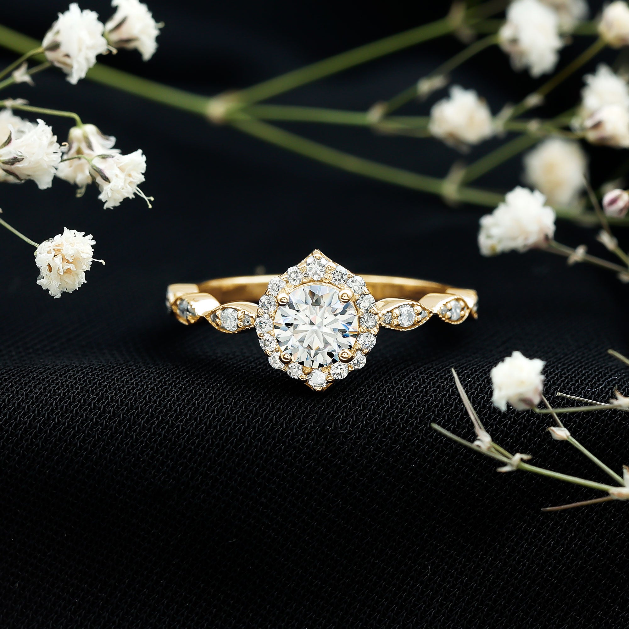 Brilliant Cut Lab Grown Diamond Vintage Solitaire Ring Lab - ( EF-VS ) - Rosec Jewels