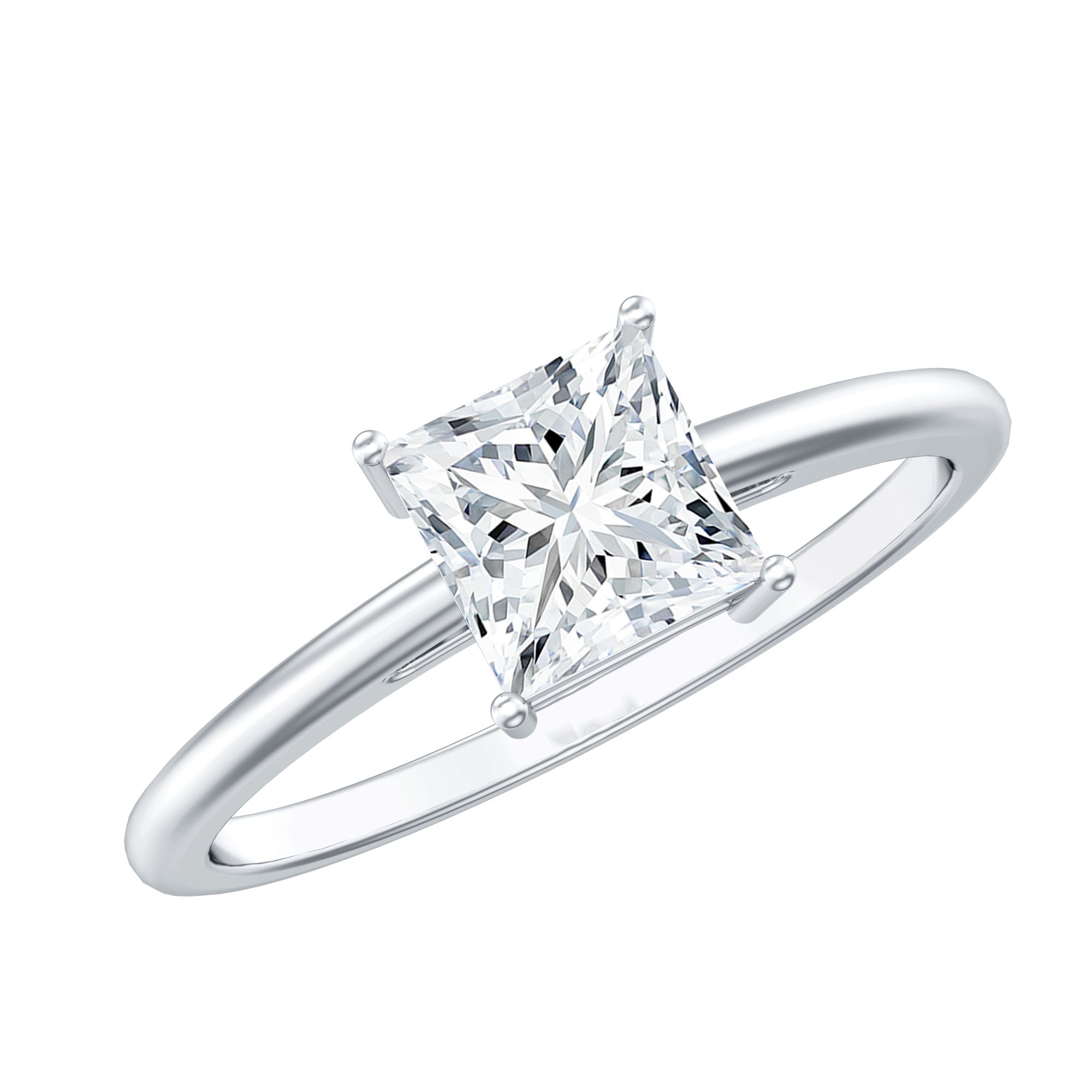 Certified Lab Grown Diamond 6 mm Square Cut Engagement Ring Lab - ( EF-VS ) - Rosec Jewels
