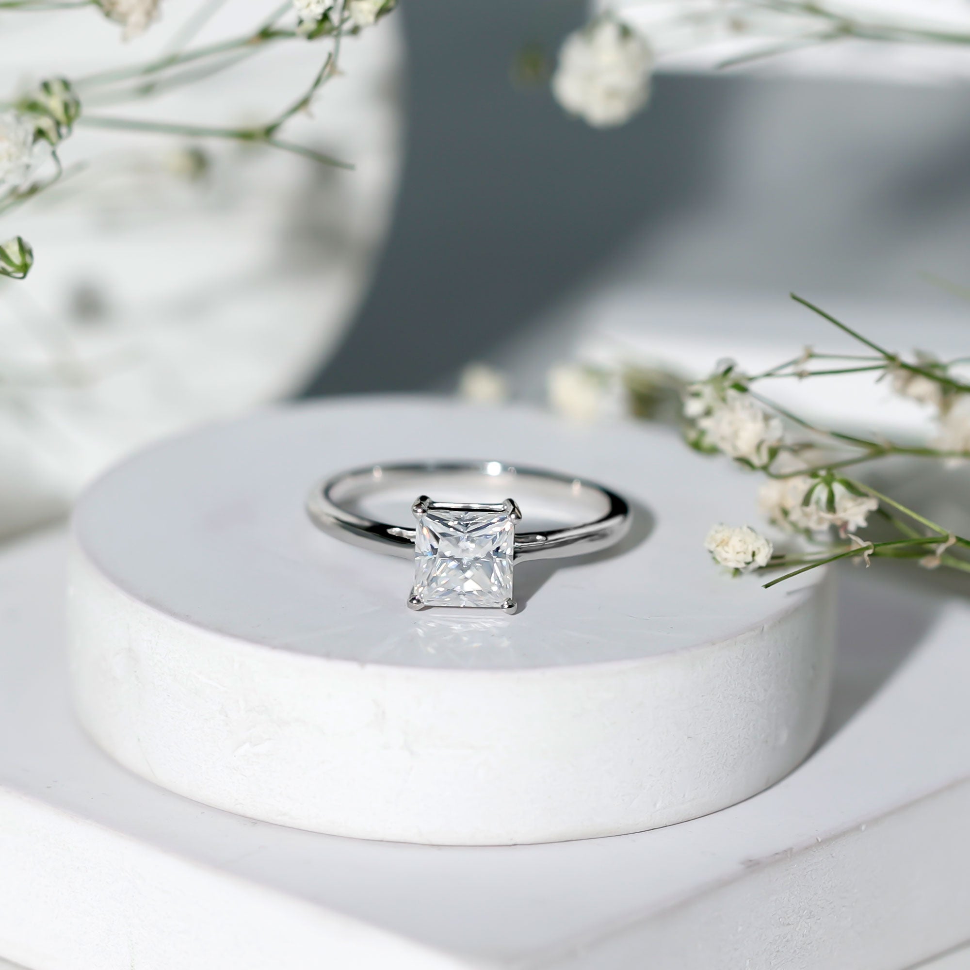 Certified Lab Grown Diamond 6 mm Square Cut Engagement Ring Lab - ( EF-VS ) - Rosec Jewels