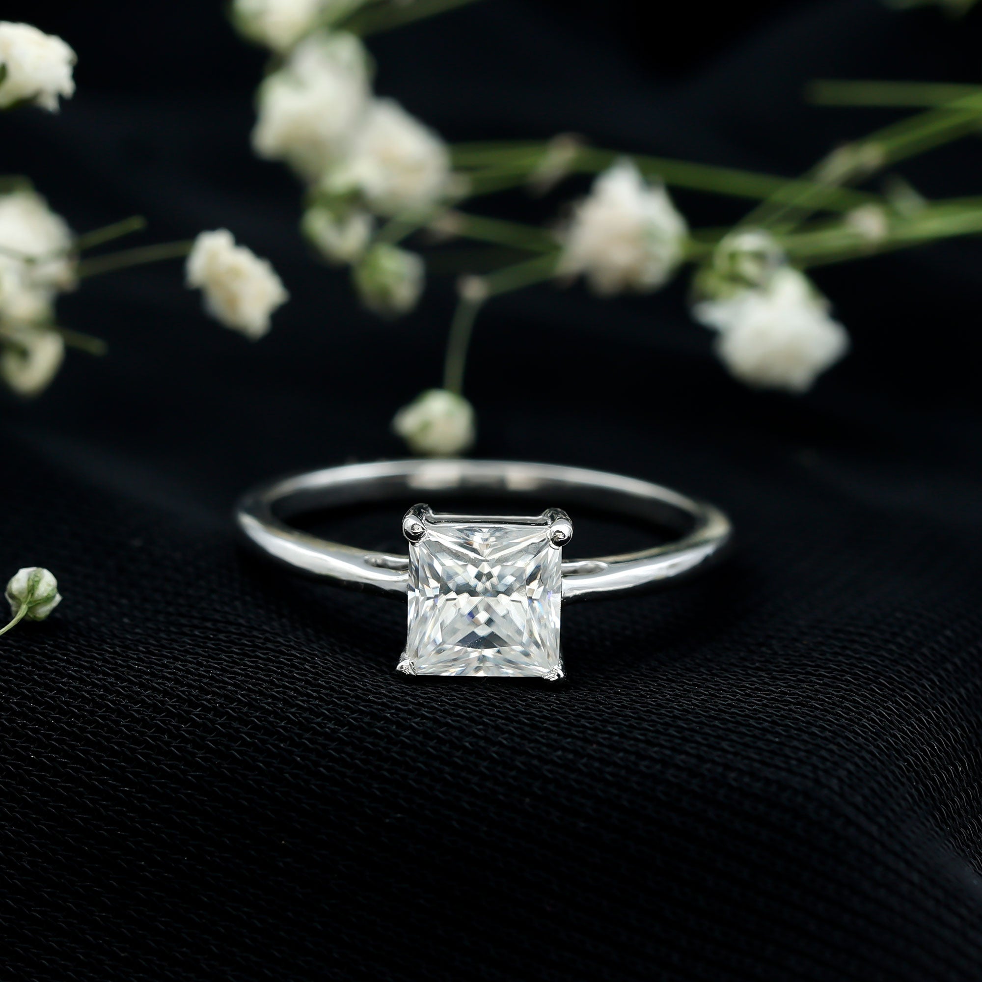 Certified Lab Grown Diamond 6 mm Square Cut Engagement Ring Lab - ( EF-VS ) - Rosec Jewels