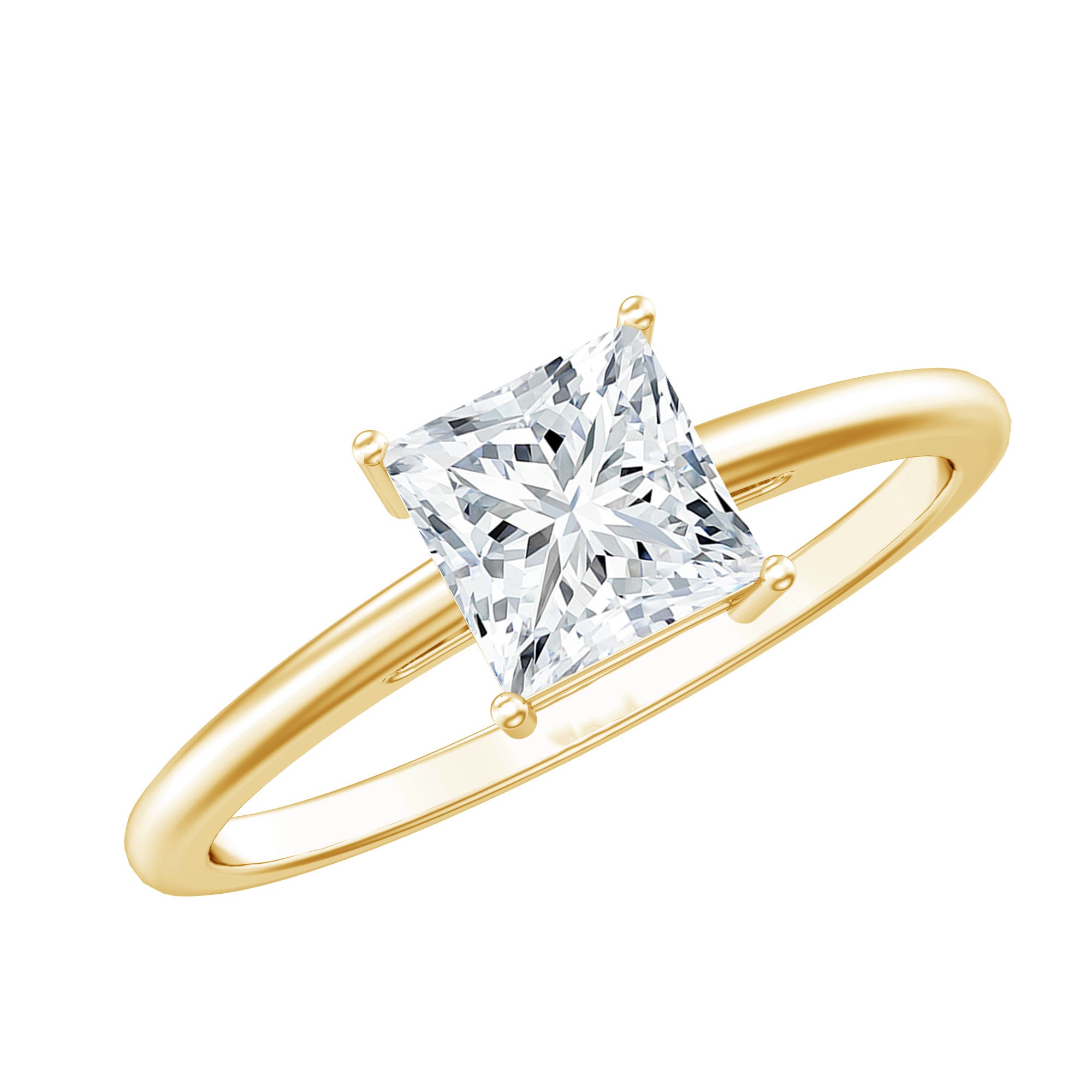 Certified Lab Grown Diamond 6 mm Square Cut Engagement Ring Lab - ( EF-VS ) - Rosec Jewels