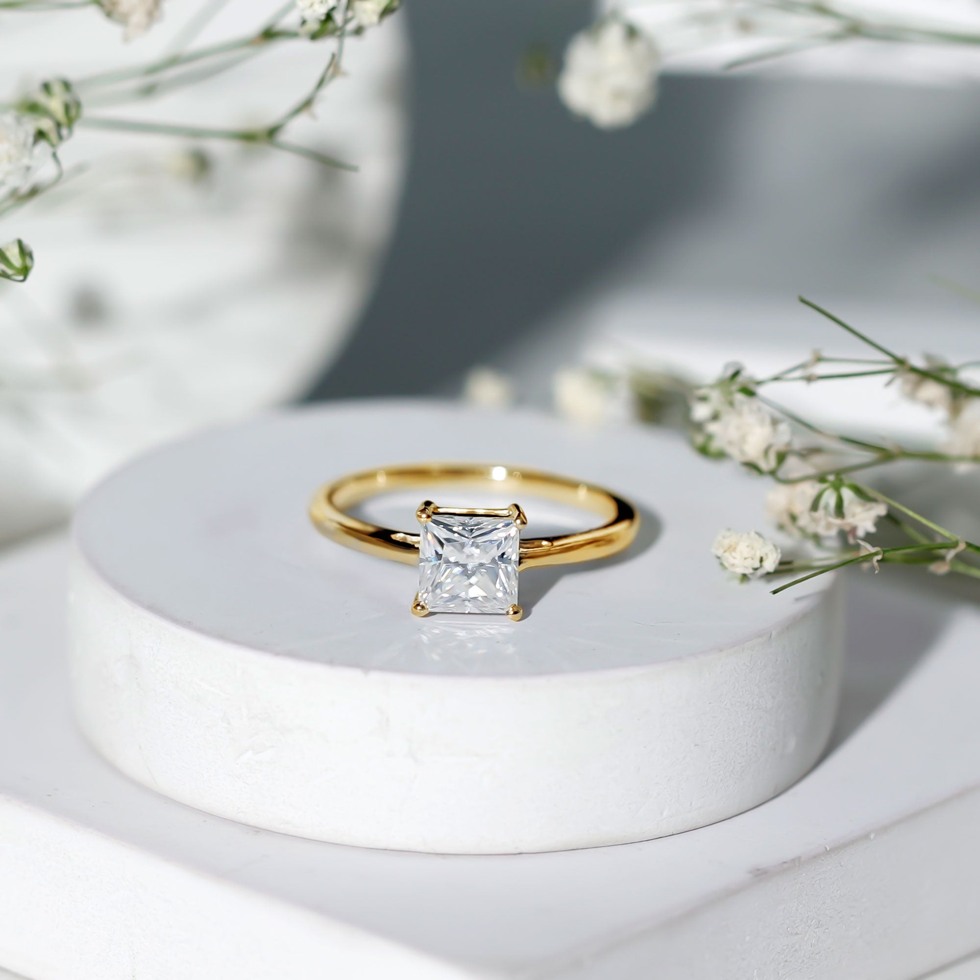 Certified Lab Grown Diamond 6 mm Square Cut Engagement Ring Lab - ( EF-VS ) - Rosec Jewels