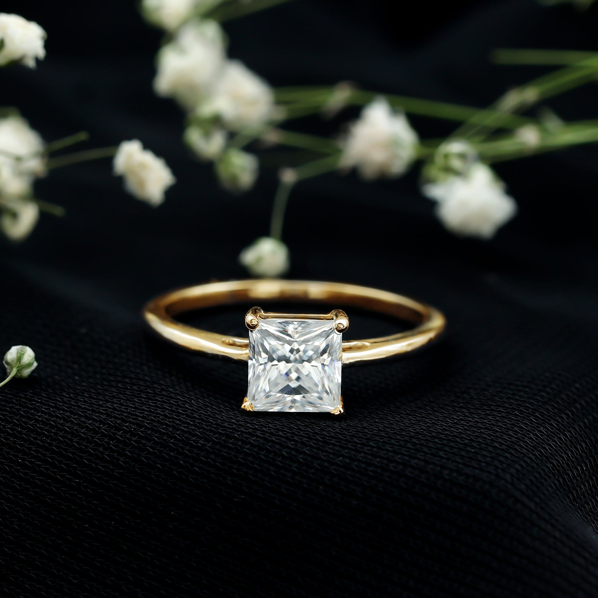 Certified Lab Grown Diamond 6 mm Square Cut Engagement Ring Lab - ( EF-VS ) - Rosec Jewels
