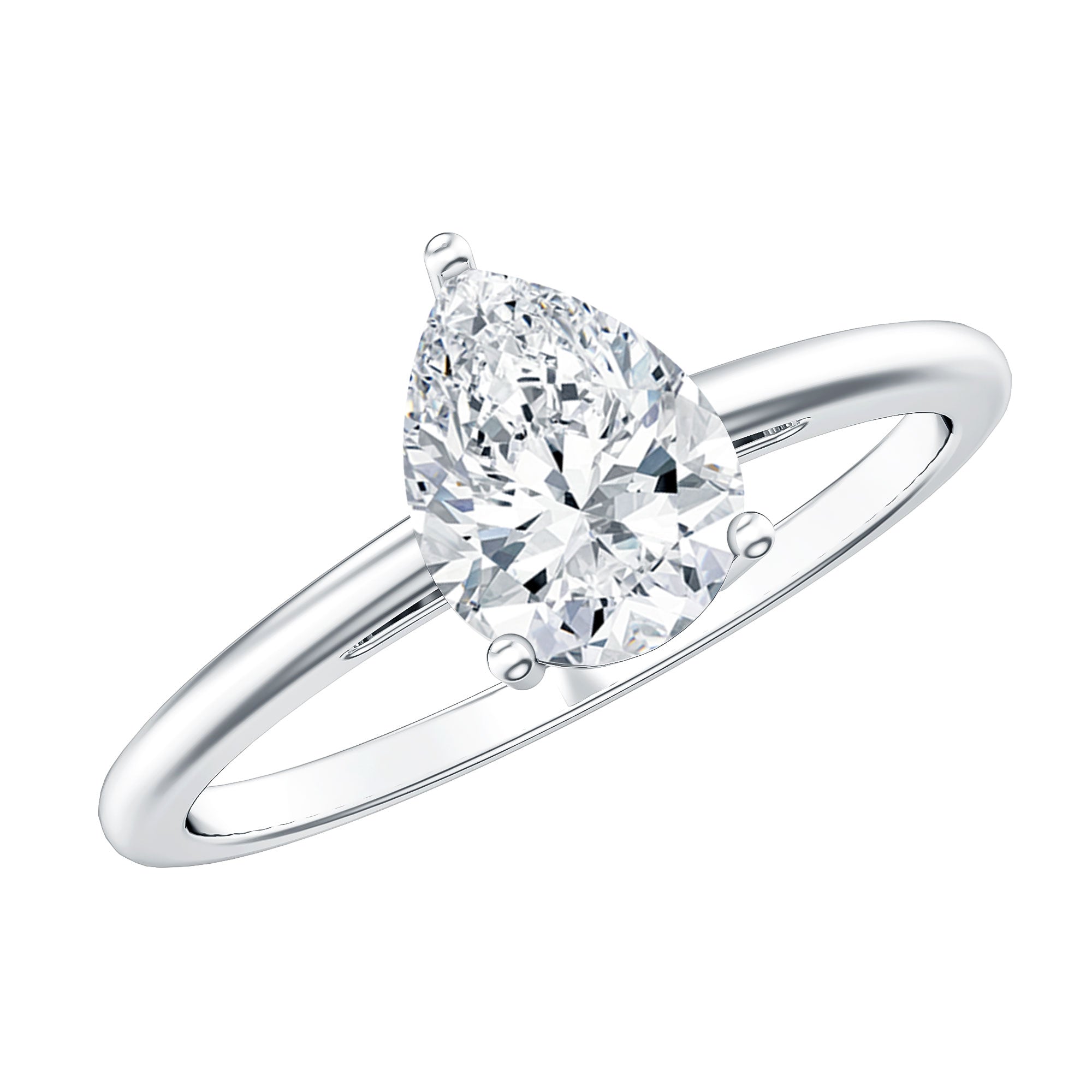Single Stone Lab Grown Diamond Pear Engagement Ring Lab - ( EF-VS ) - Rosec Jewels