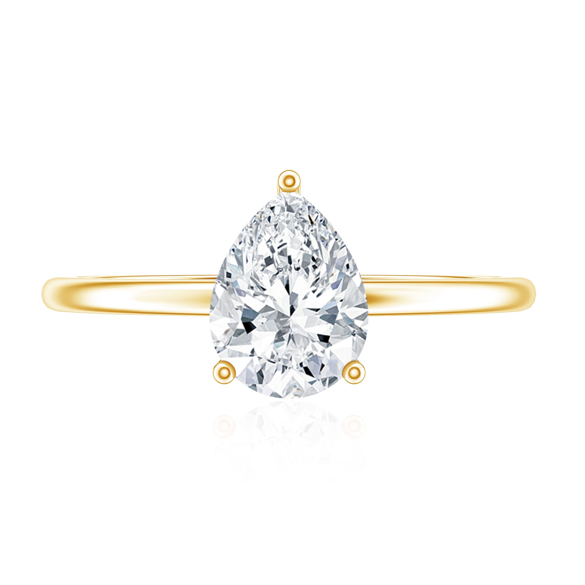 Single Stone Lab Grown Diamond Pear Engagement Ring Lab - ( EF-VS ) - Rosec Jewels