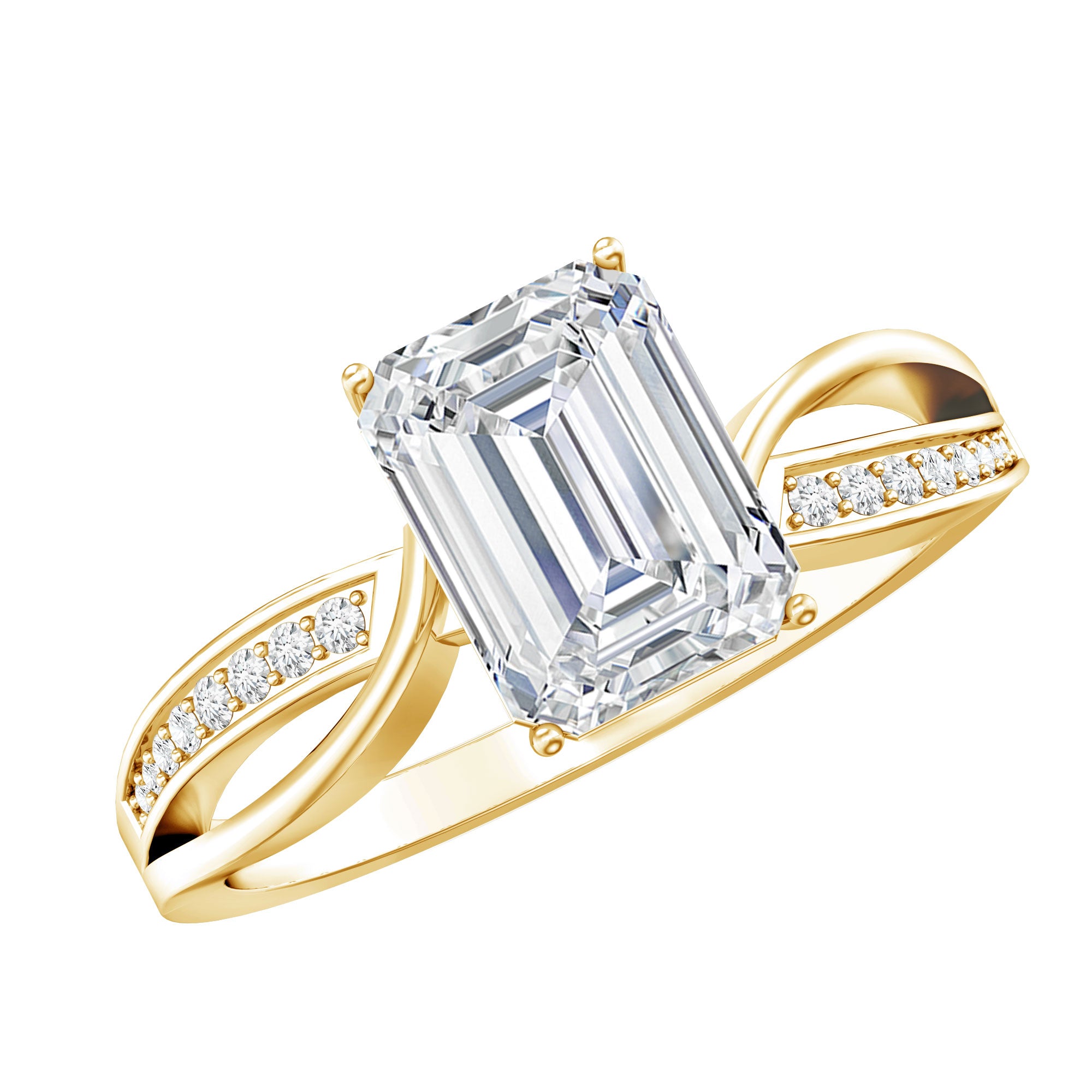Certified Emerald Cut Diamond Infinity Engagement Ring Lab - ( EF-VS ) - Rosec Jewels