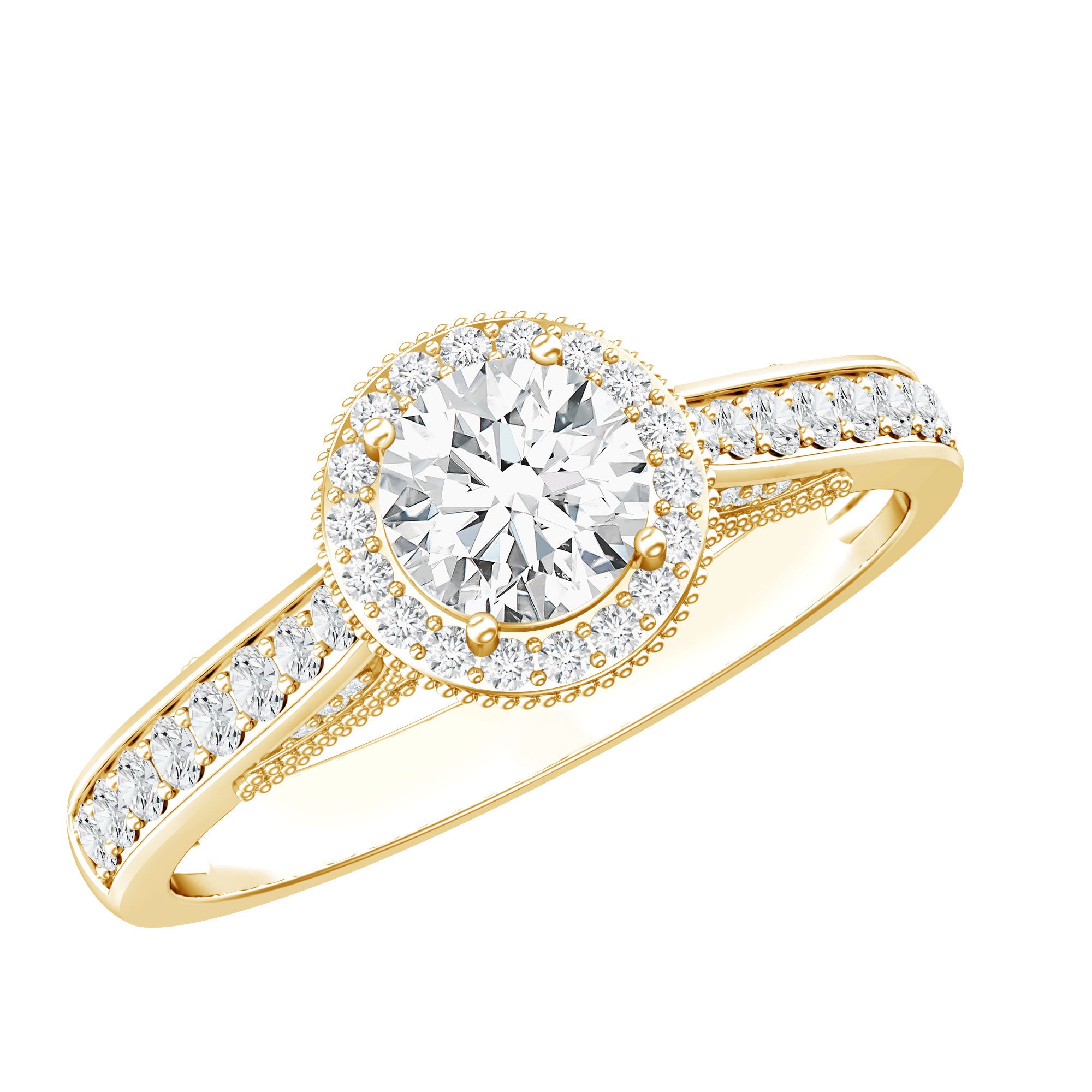 Diamond Vintage Looking Engagement Ring Lab - ( EF-VS ) - Rosec Jewels