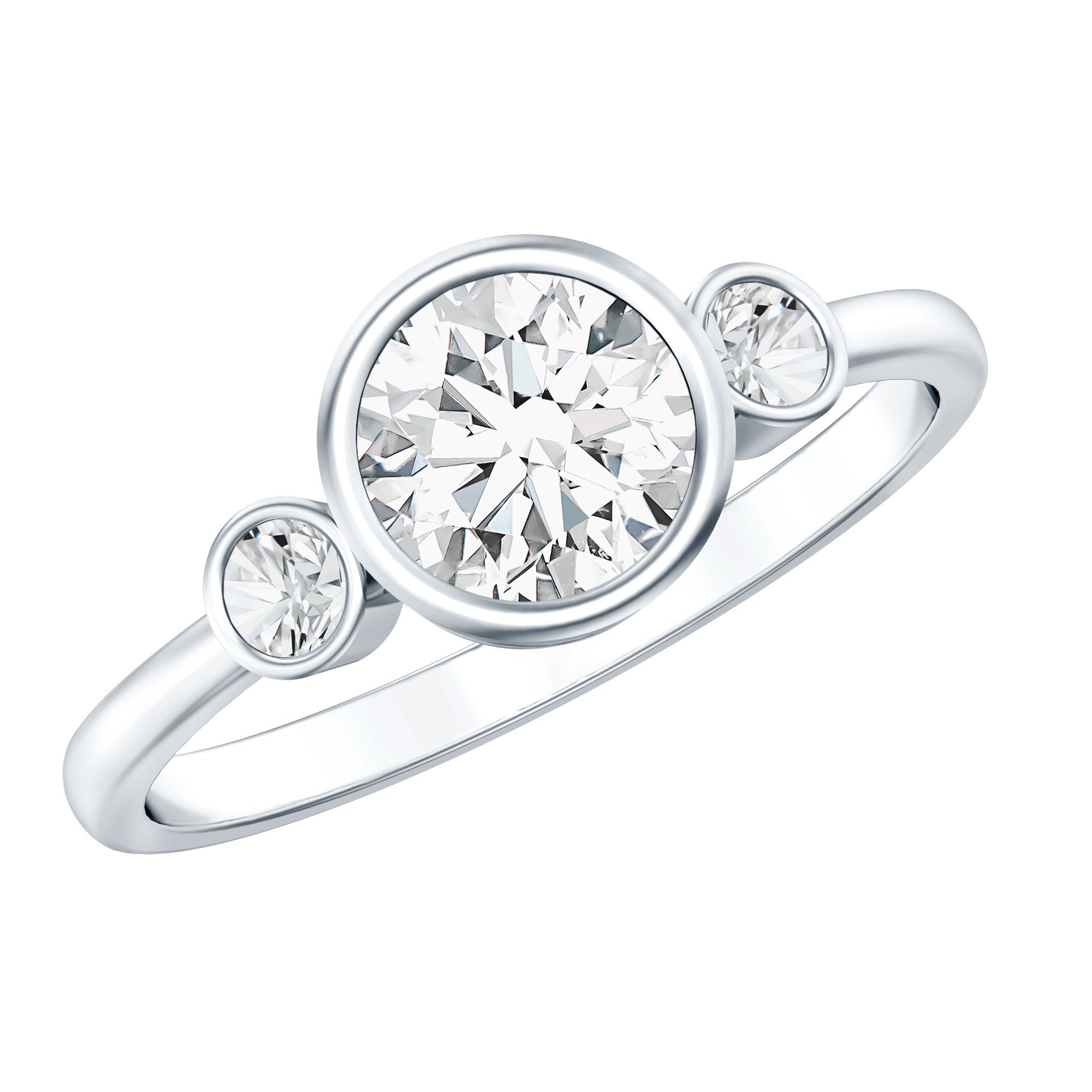 Lab Created Diamond Bezel Set Engagement Ring for Her