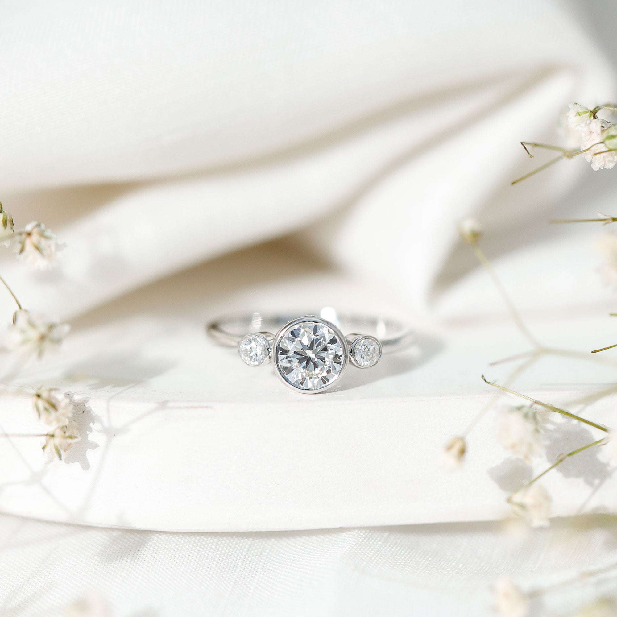 Lab Created Diamond Bezel Set Engagement Ring for Her Lab - ( EF-VS ) - Rosec Jewels