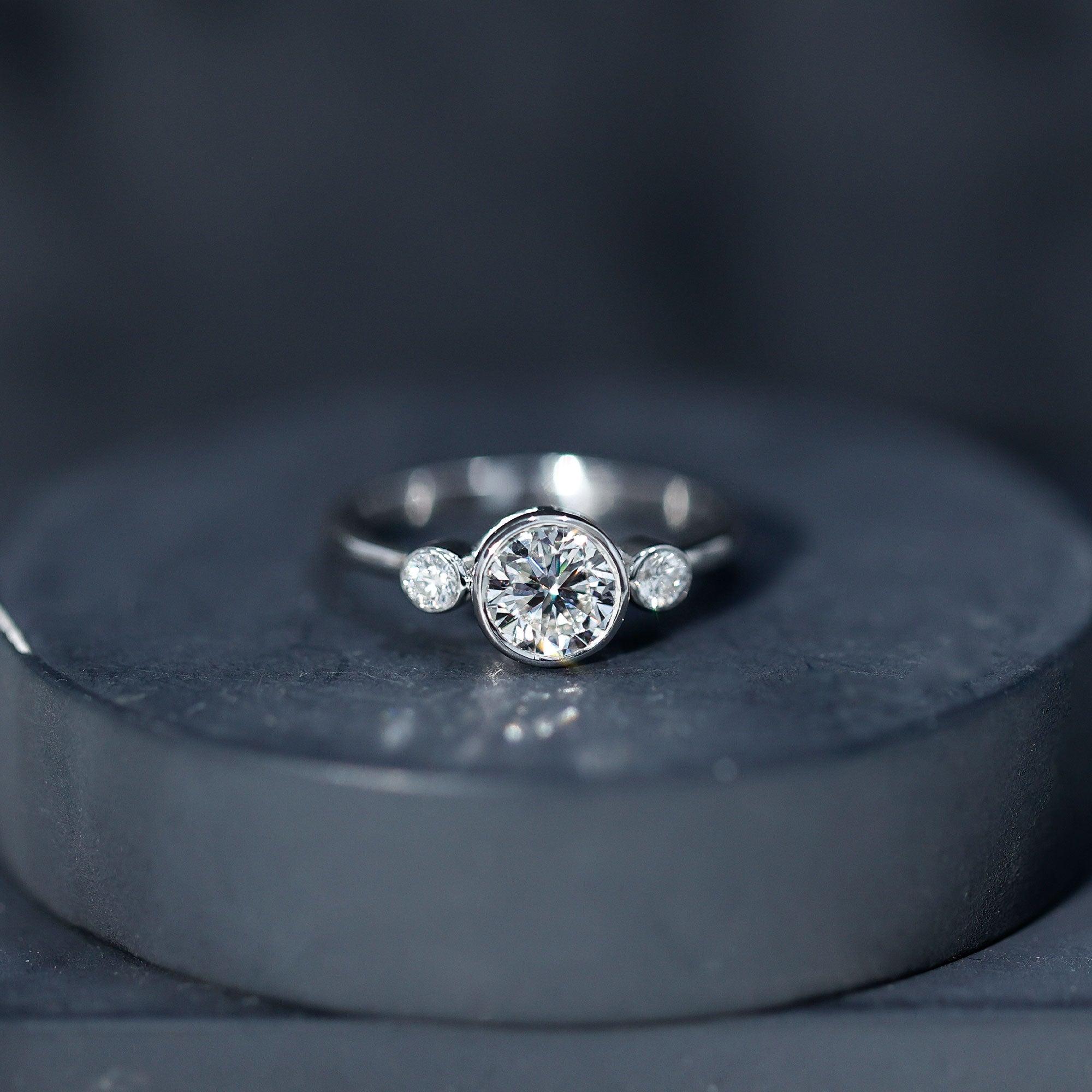 Lab Created Diamond Bezel Set Engagement Ring for Her Lab - ( EF-VS ) - Rosec Jewels