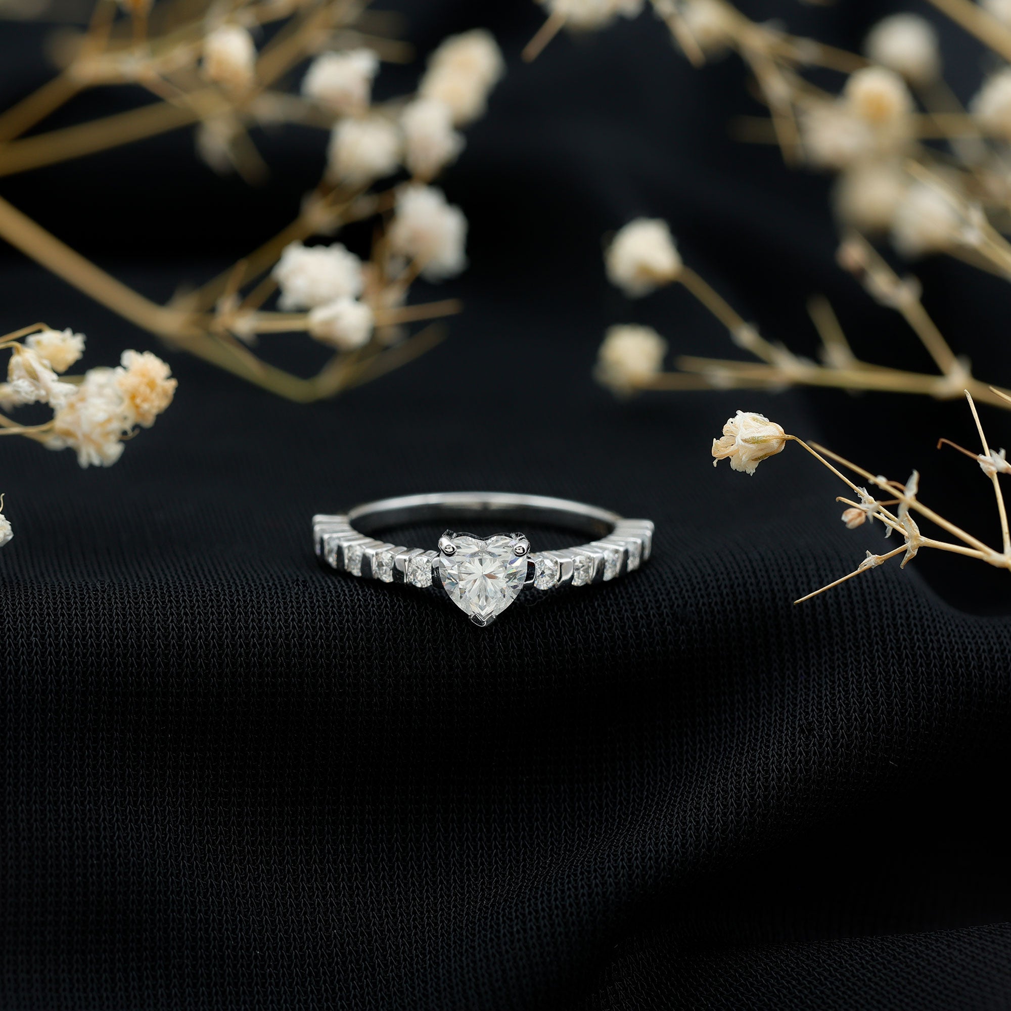 Rosec Jewels-Lab Grown Diamond Heart Promise Ring With Side Stones