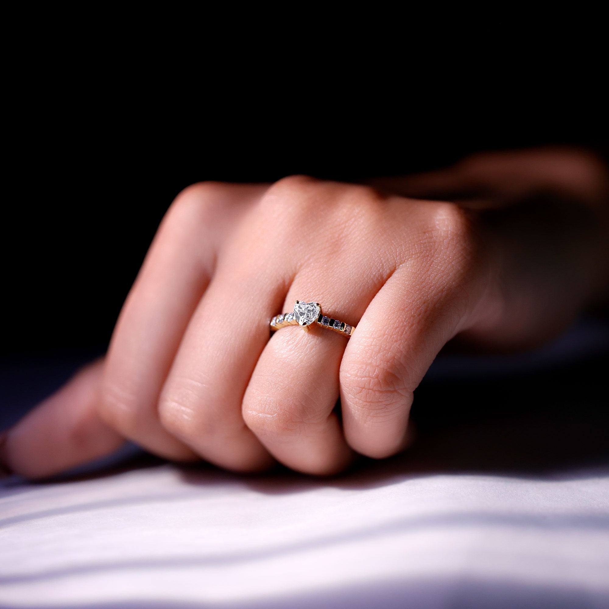 Rosec Jewels-Lab Grown Diamond Heart Promise Ring With Side Stones