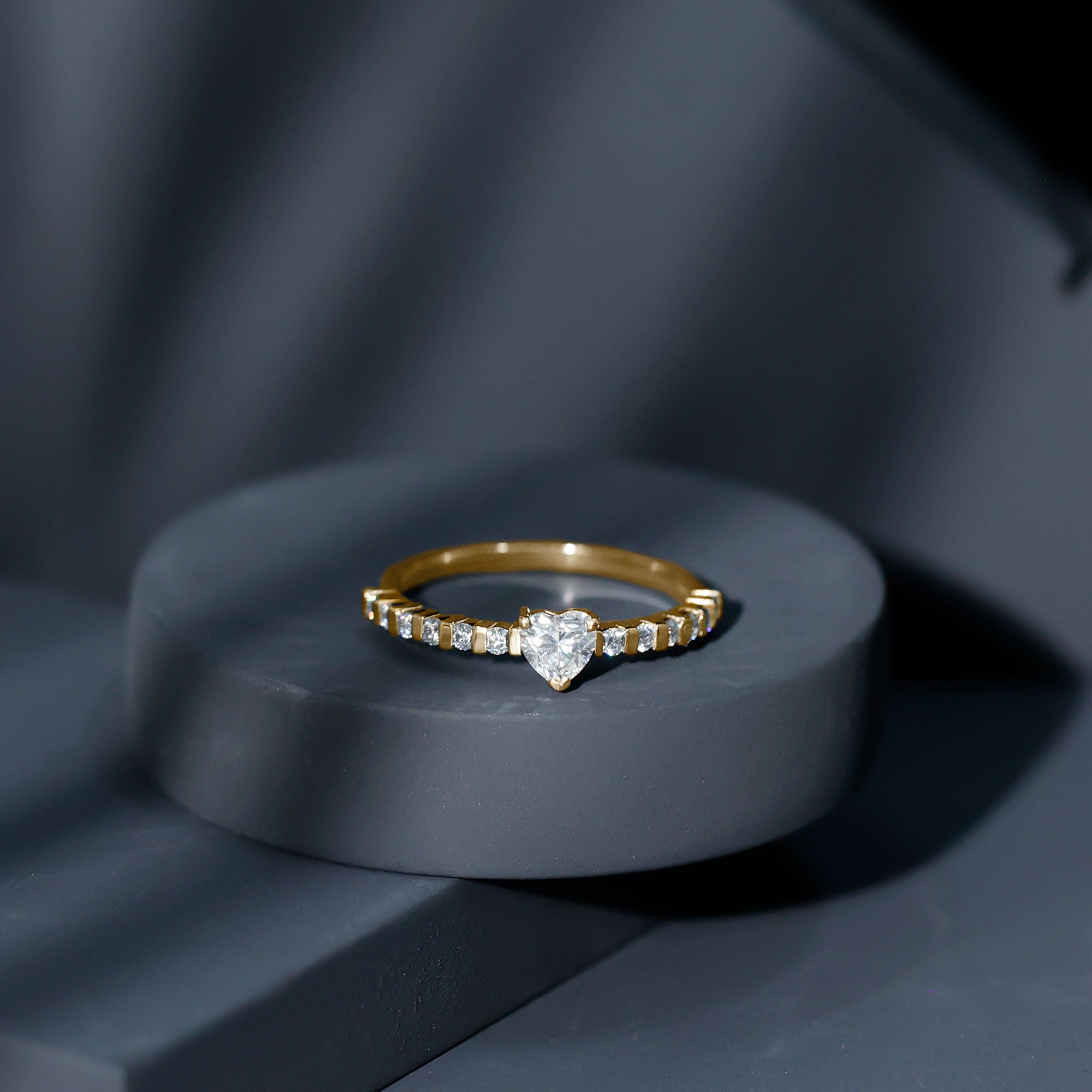 Rosec Jewels-Lab Grown Diamond Heart Promise Ring With Side Stones
