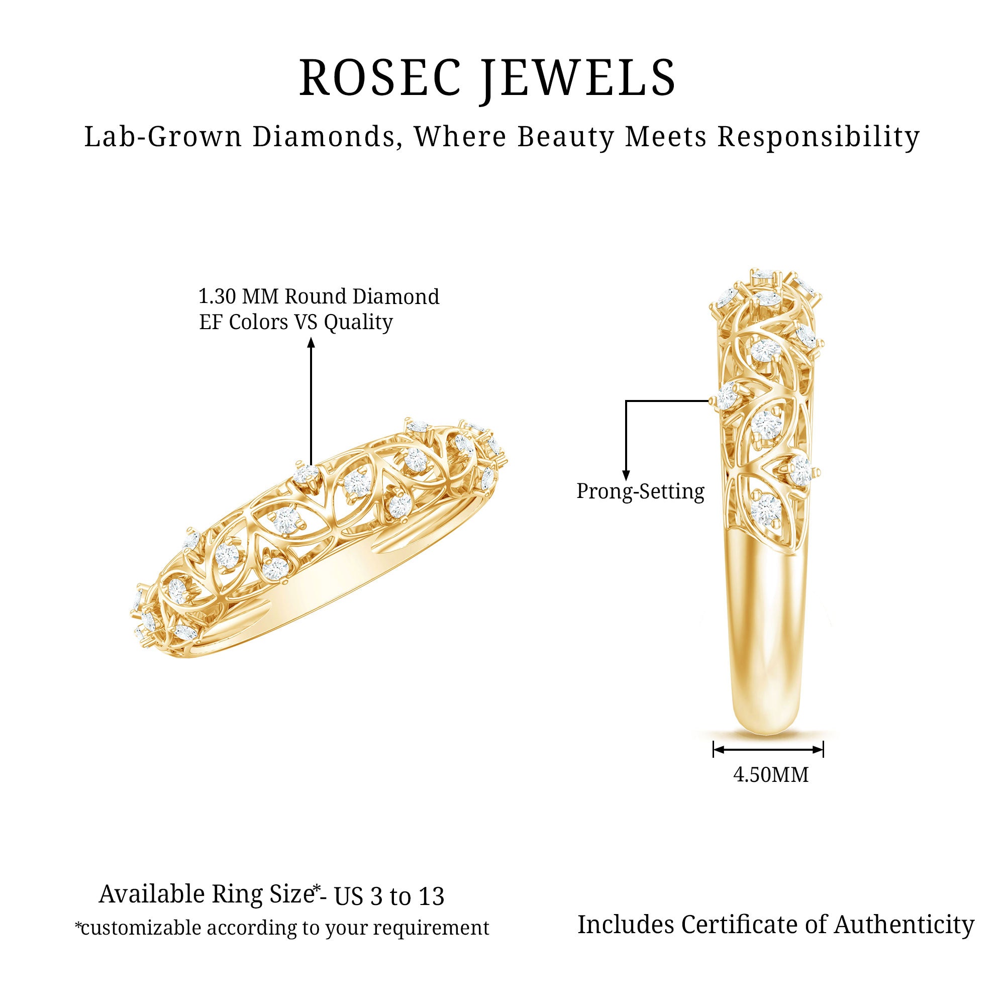 Rosec Jewels-Designer Lab Grown Diamond Wedding Band For Women
