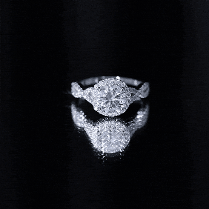 Criss Cross Lab Grown Diamond Halo Engagement Ring For Women Lab - ( EF-VS ) - Rosec Jewels