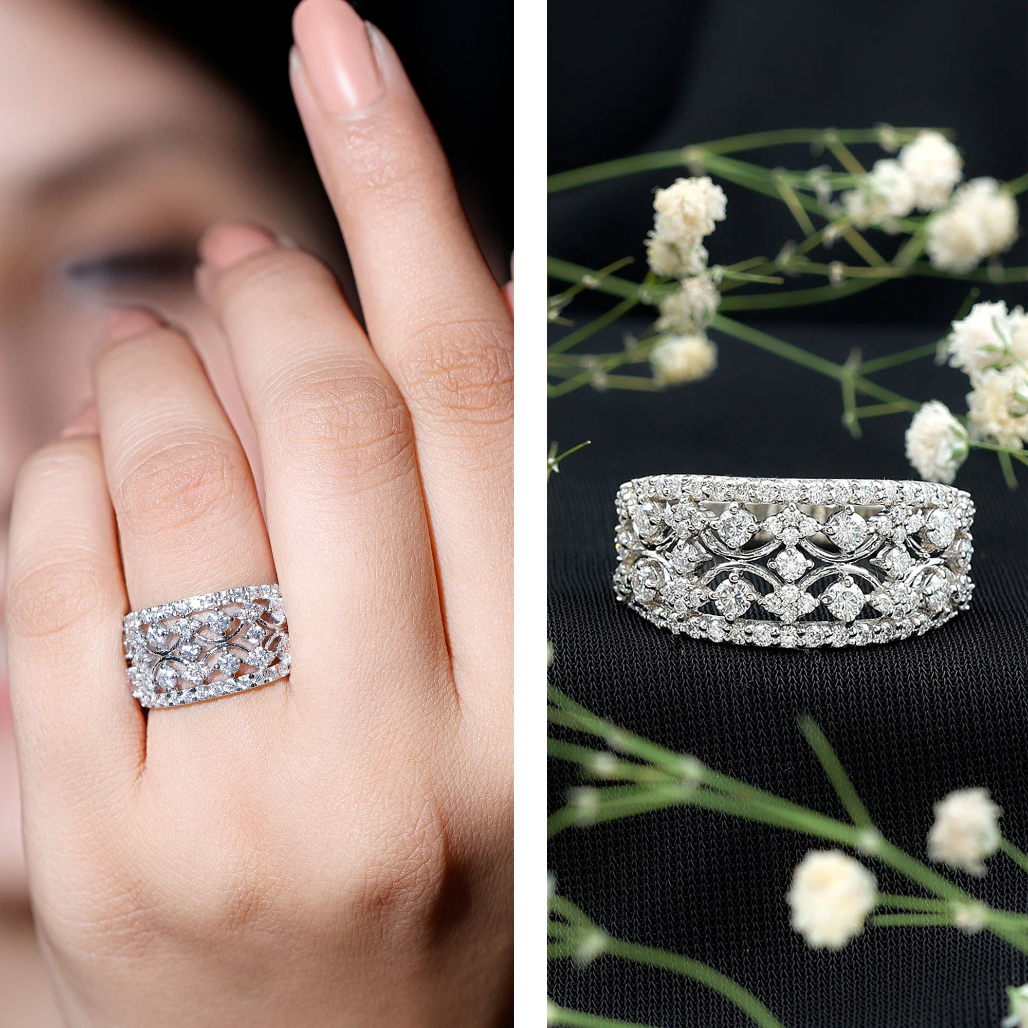 Vintage Inspired Lab Grown Diamond Wedding Band for Women Lab - ( EF-VS ) - Rosec Jewels