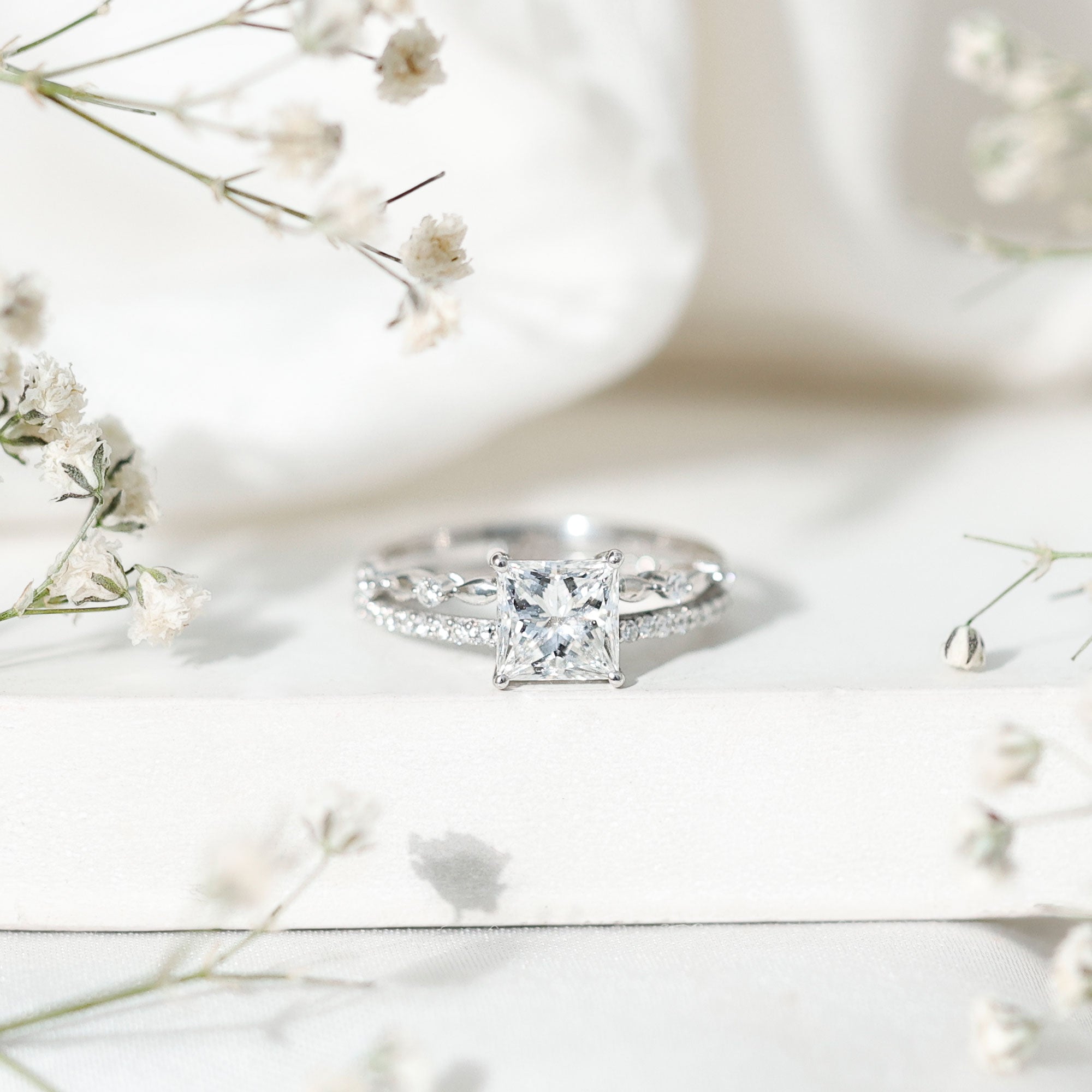 Brilliant Cut Lab Grown Diamond Solitaire Double Band Ring for Women Lab - ( EF-VS ) - Rosec Jewels