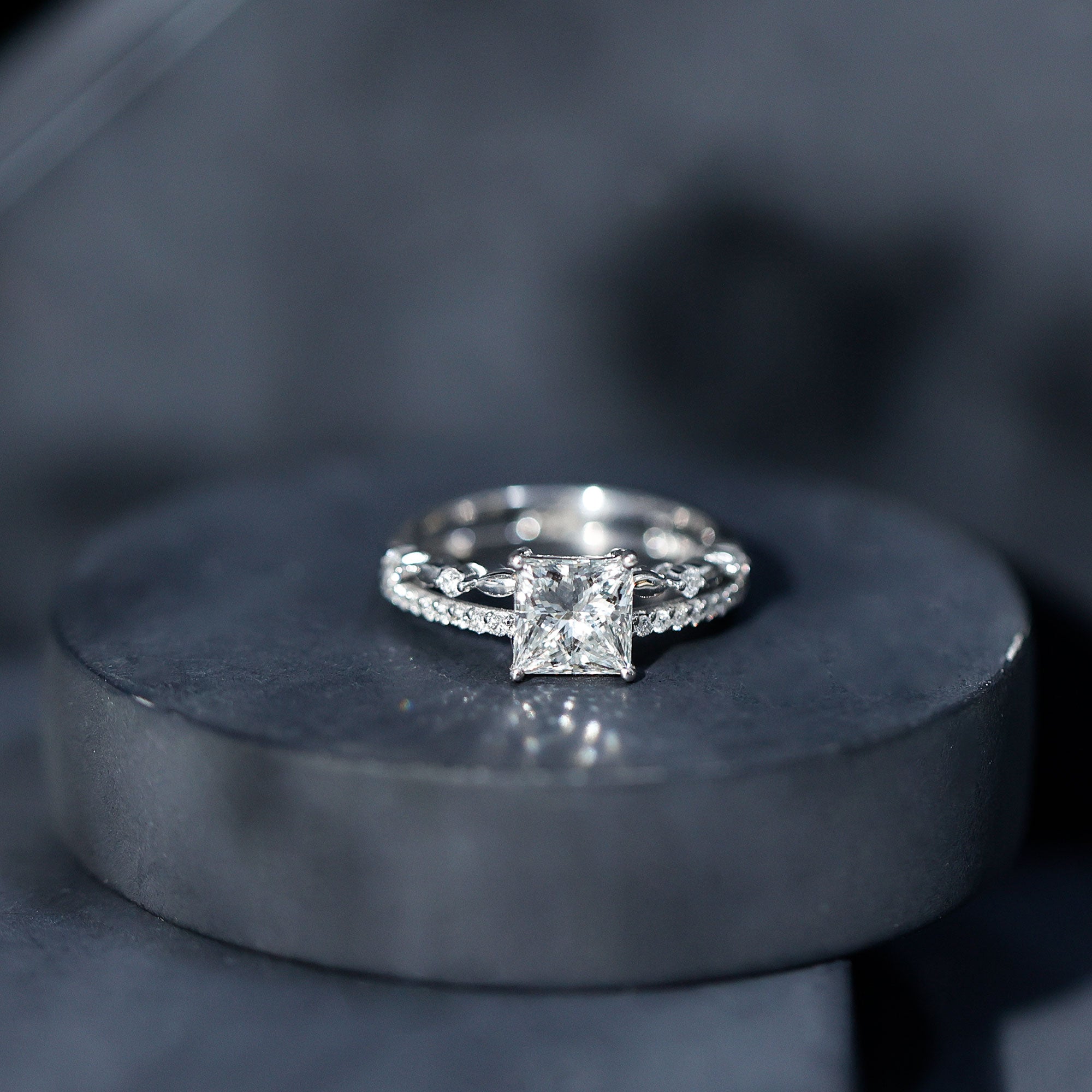 Brilliant Cut Lab Grown Diamond Solitaire Double Band Ring for Women Lab - ( EF-VS ) - Rosec Jewels