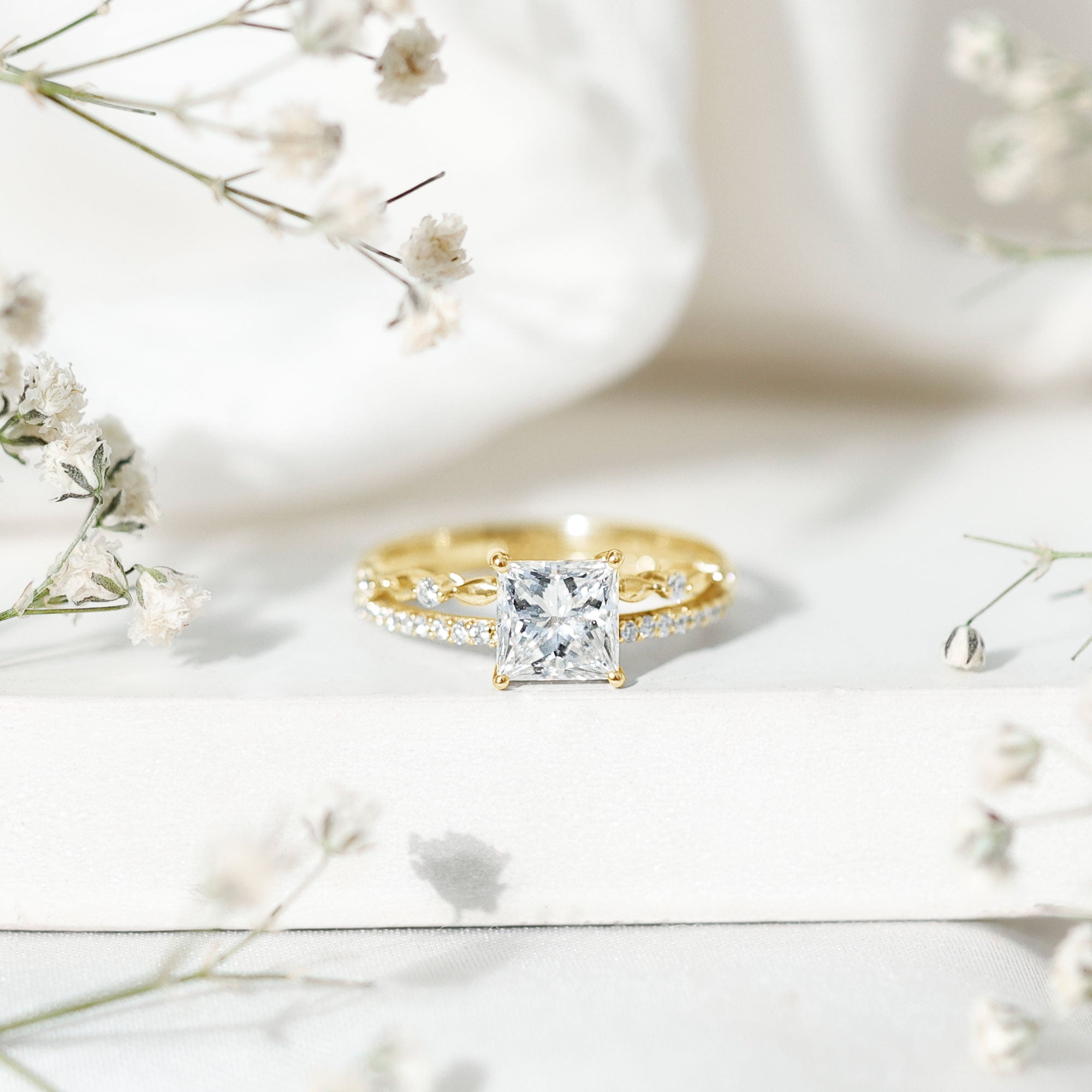 Brilliant Cut Lab Grown Diamond Solitaire Double Band Ring for Women Lab - ( EF-VS ) - Rosec Jewels