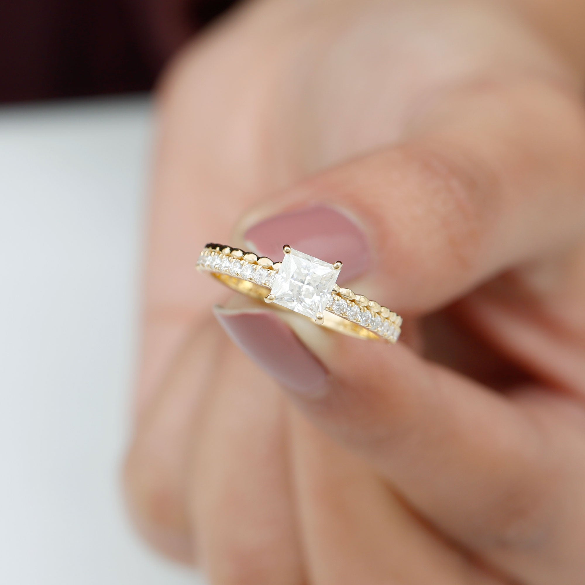 Rosec Jewels-Princess Cut Lab Grown Diamond Promise Ring With Certificate