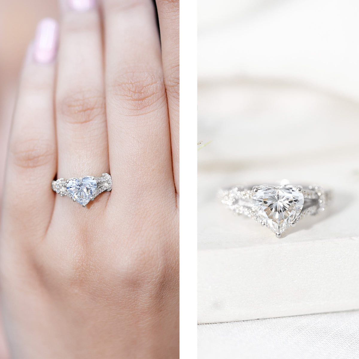 2 Carat Lab Grown Diamond Heart Shape Engagement Ring Lab - ( EF-VS ) - Rosec Jewels