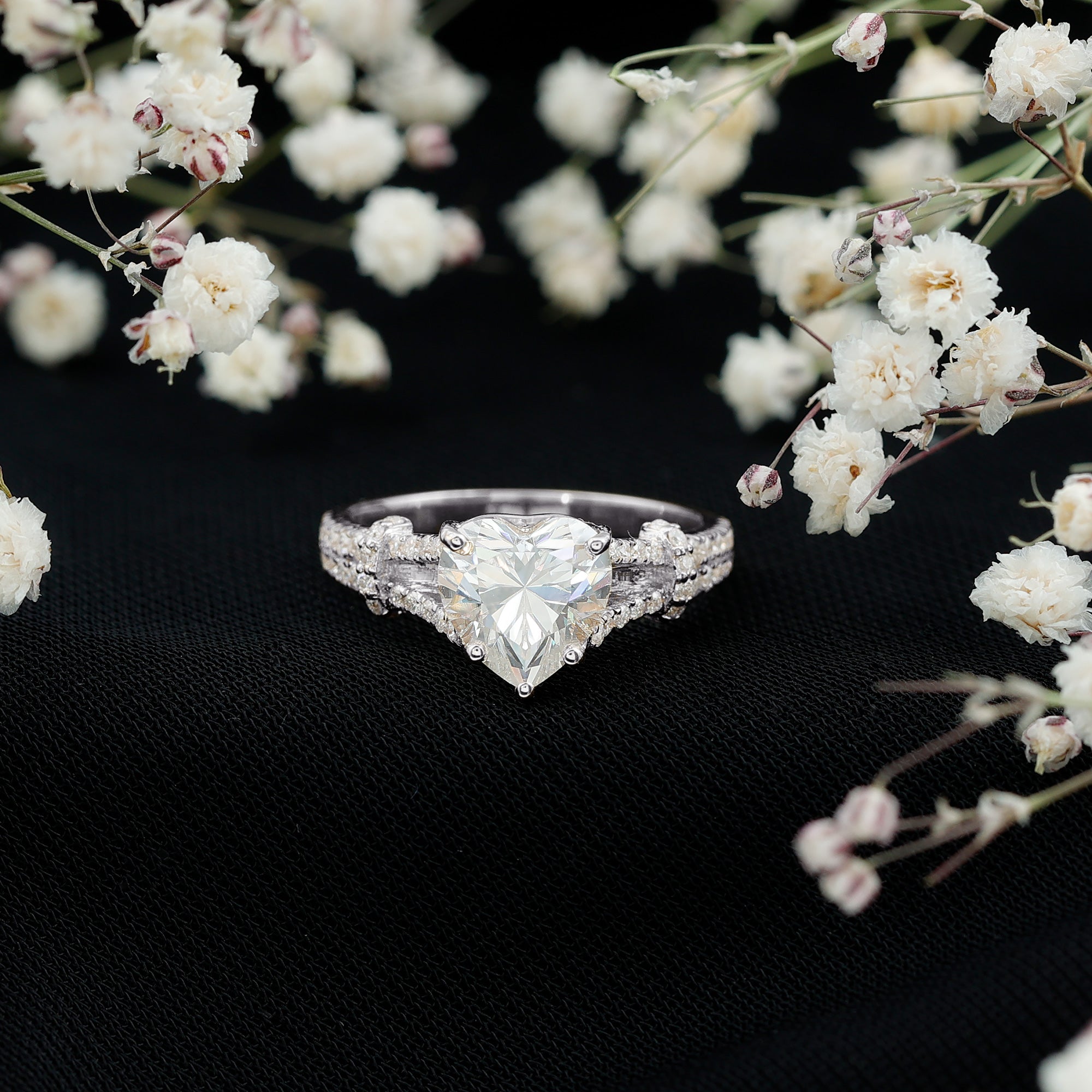 8 mm Lab Grown Diamond Heart Shape Engagement Ring Lab - ( EF-VS ) - Rosec Jewels