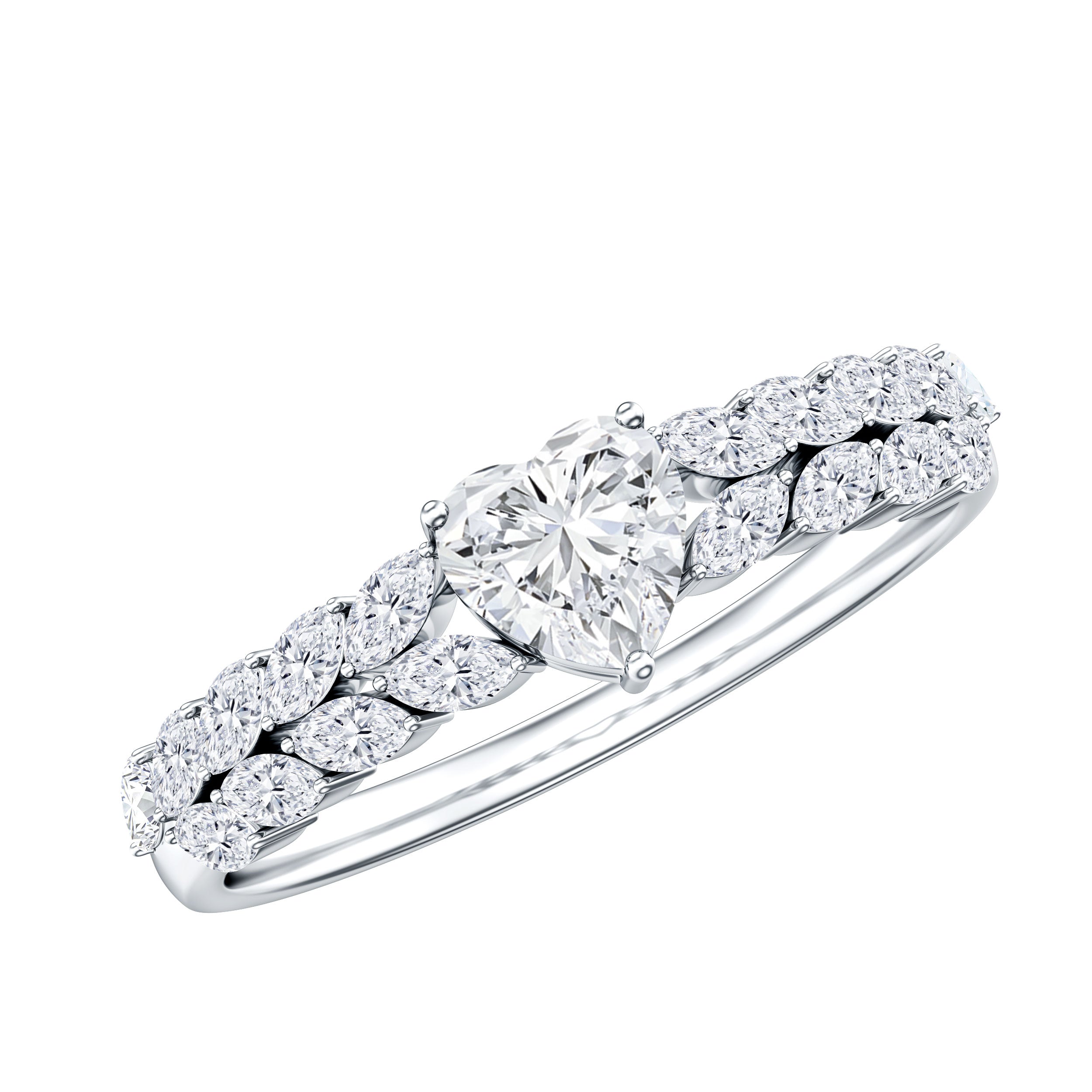 Brilliant Cut Lab Diamond Heart Shaped Promise Ring for Women Lab - ( EF-VS ) - Rosec Jewels