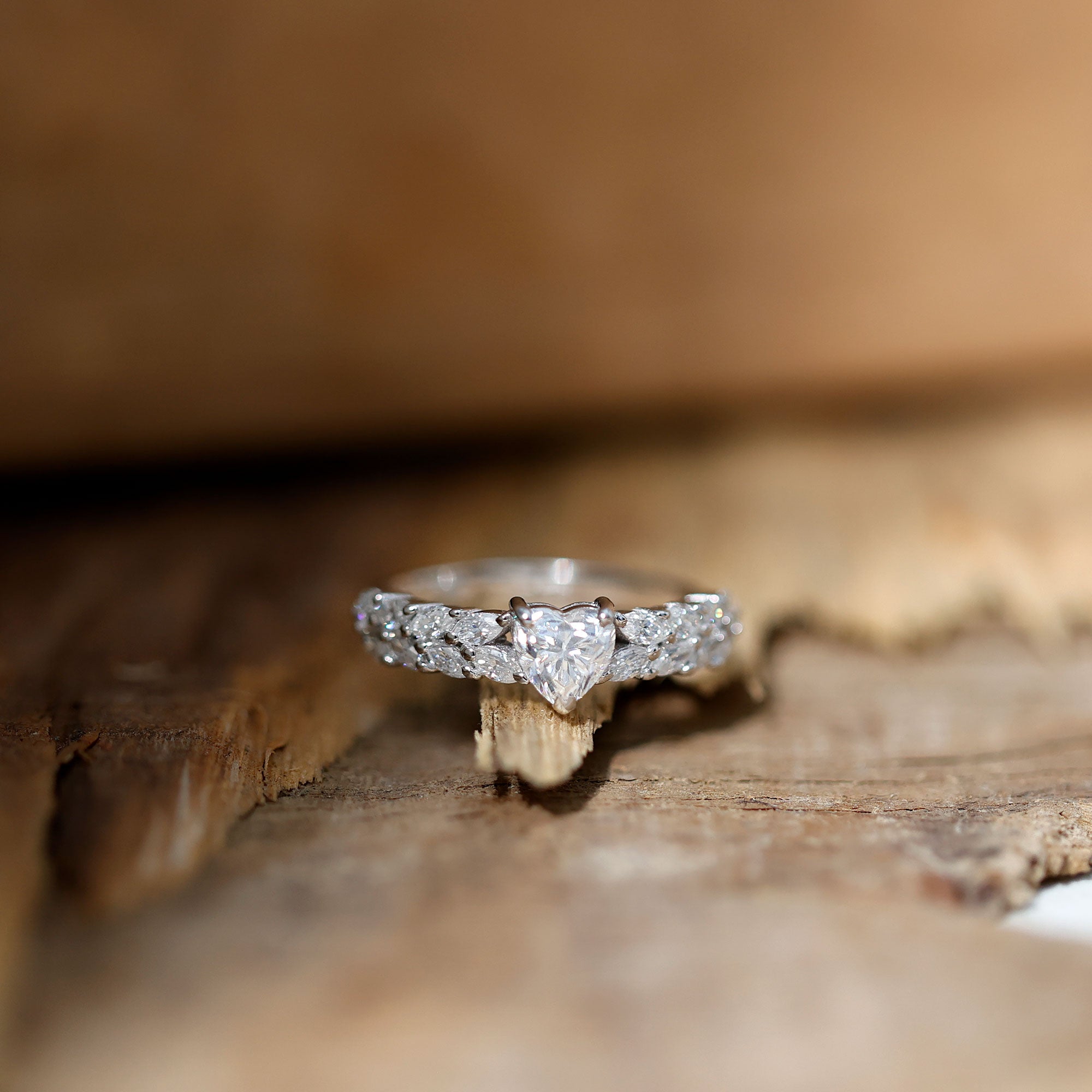 Brilliant Cut Lab Diamond Heart Shaped Promise Ring for Women Lab - ( EF-VS ) - Rosec Jewels