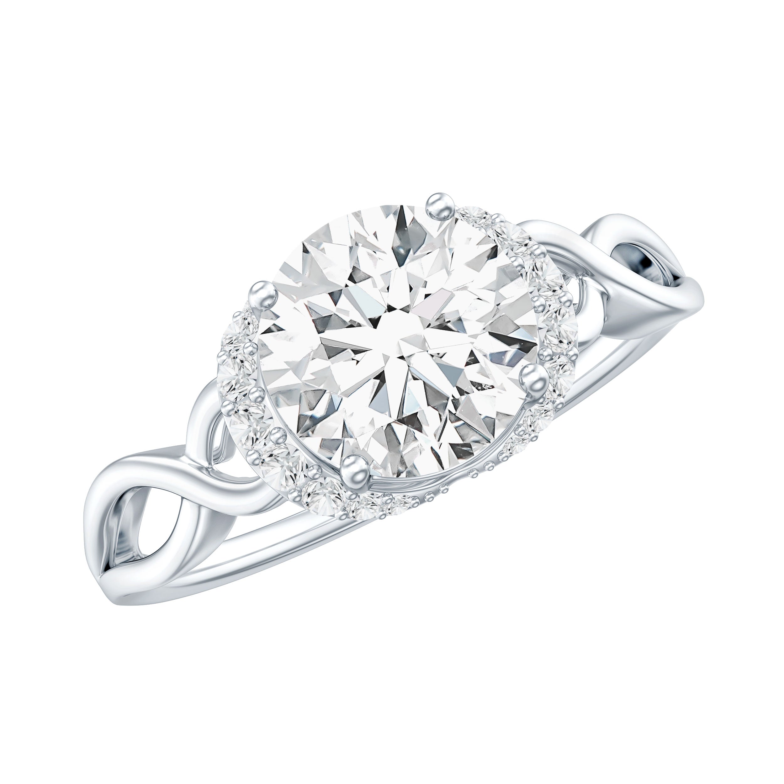 7 MM Round Lab Created Diamond Solitaire Infinity Ring for Her Lab - ( EF-VS ) - Rosec Jewels