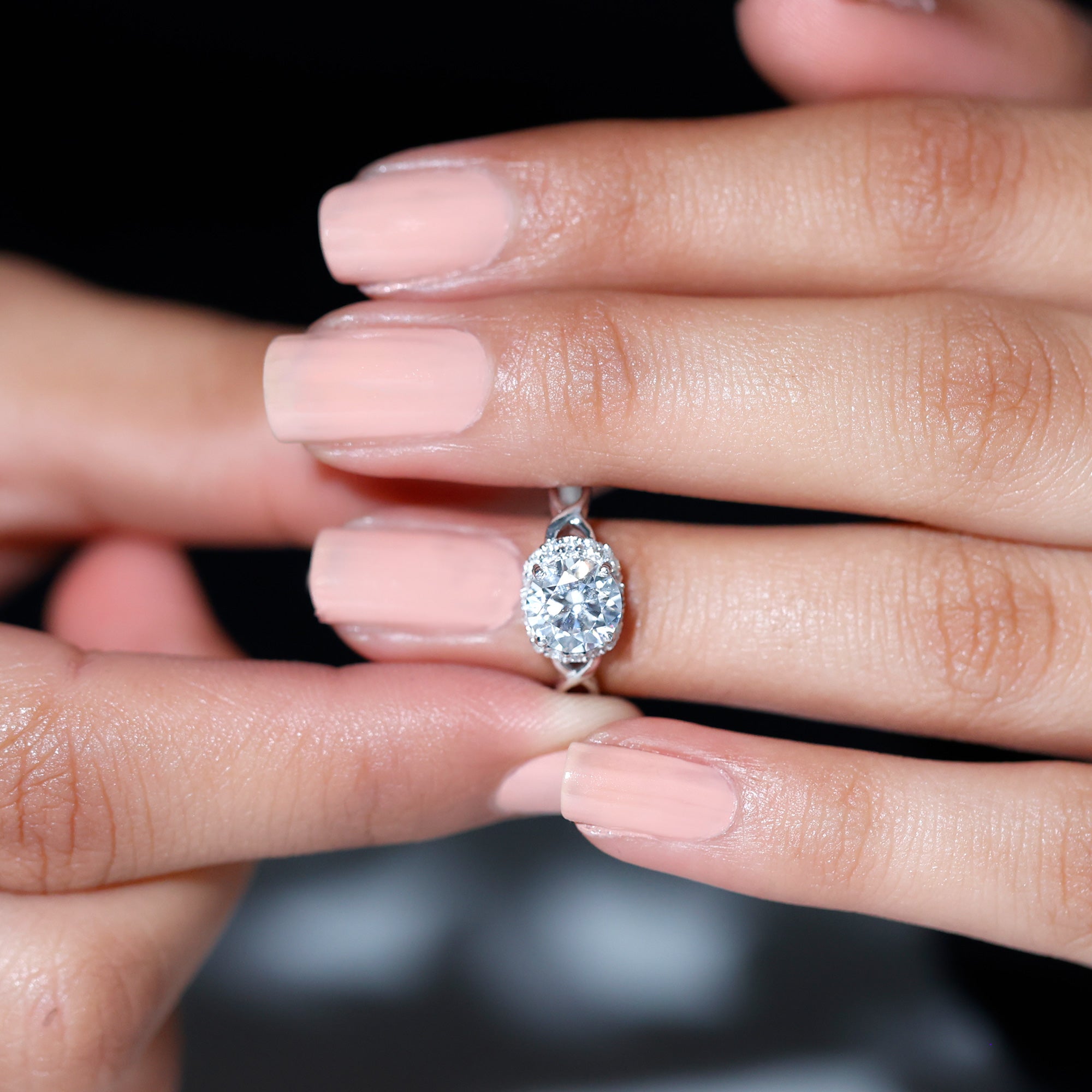 Rosec Jewels-7 MM Round Lab Created Diamond Solitaire Infinity Ring for Her