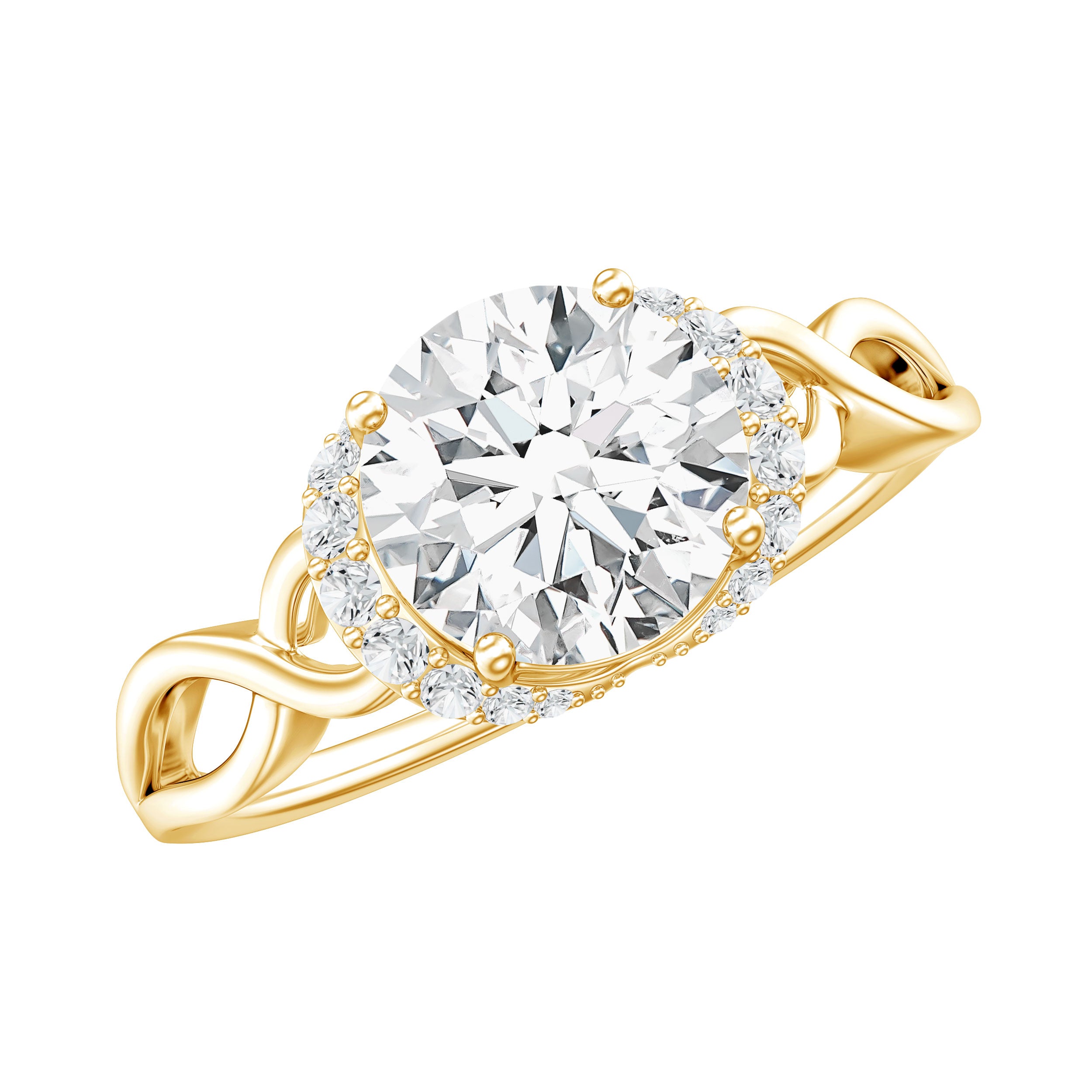 7 MM Round Lab Created Diamond Solitaire Infinity Ring for Her Lab - ( EF-VS ) - Rosec Jewels