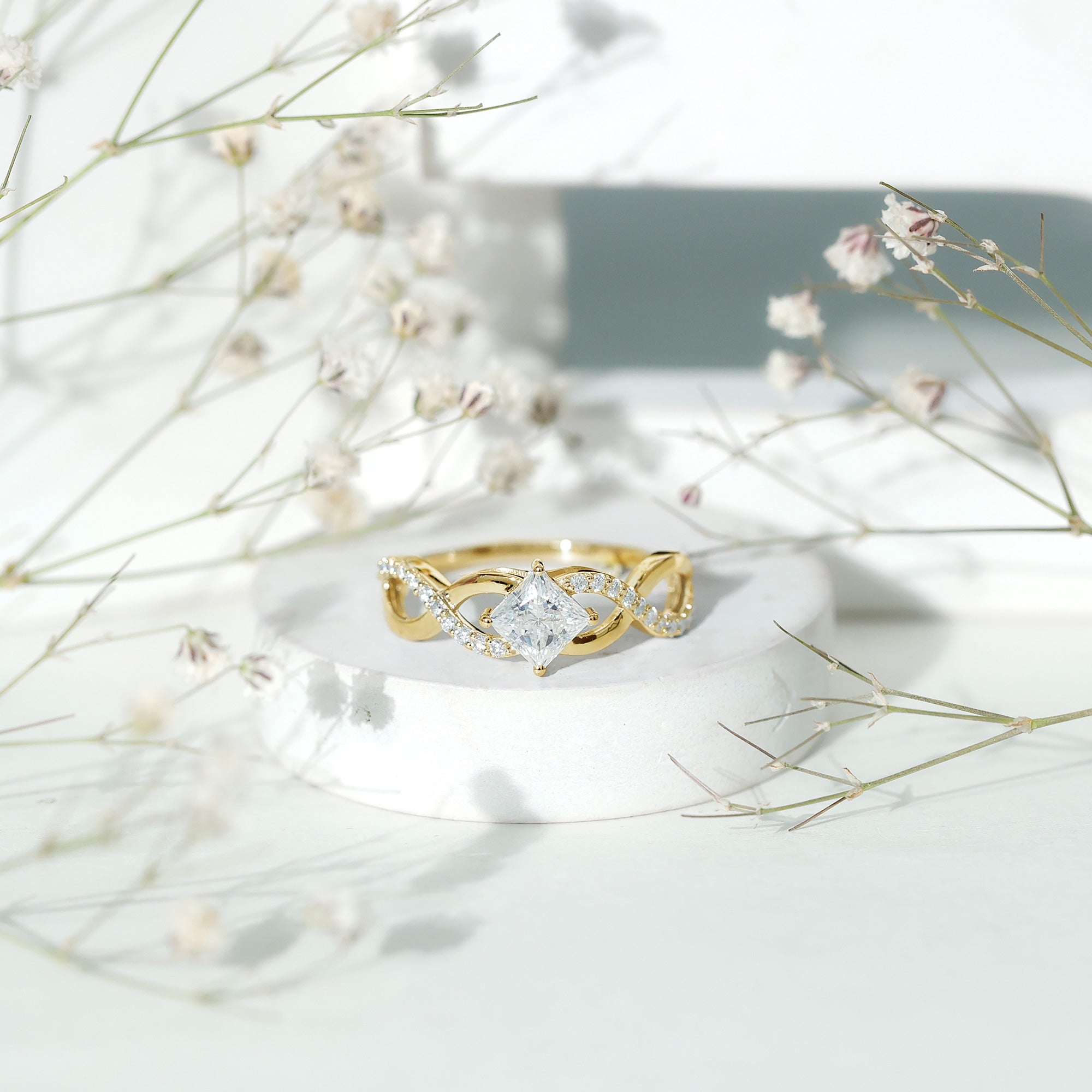 Rosec Jewels-Lab Diamond Crossover Ring with Side Stones