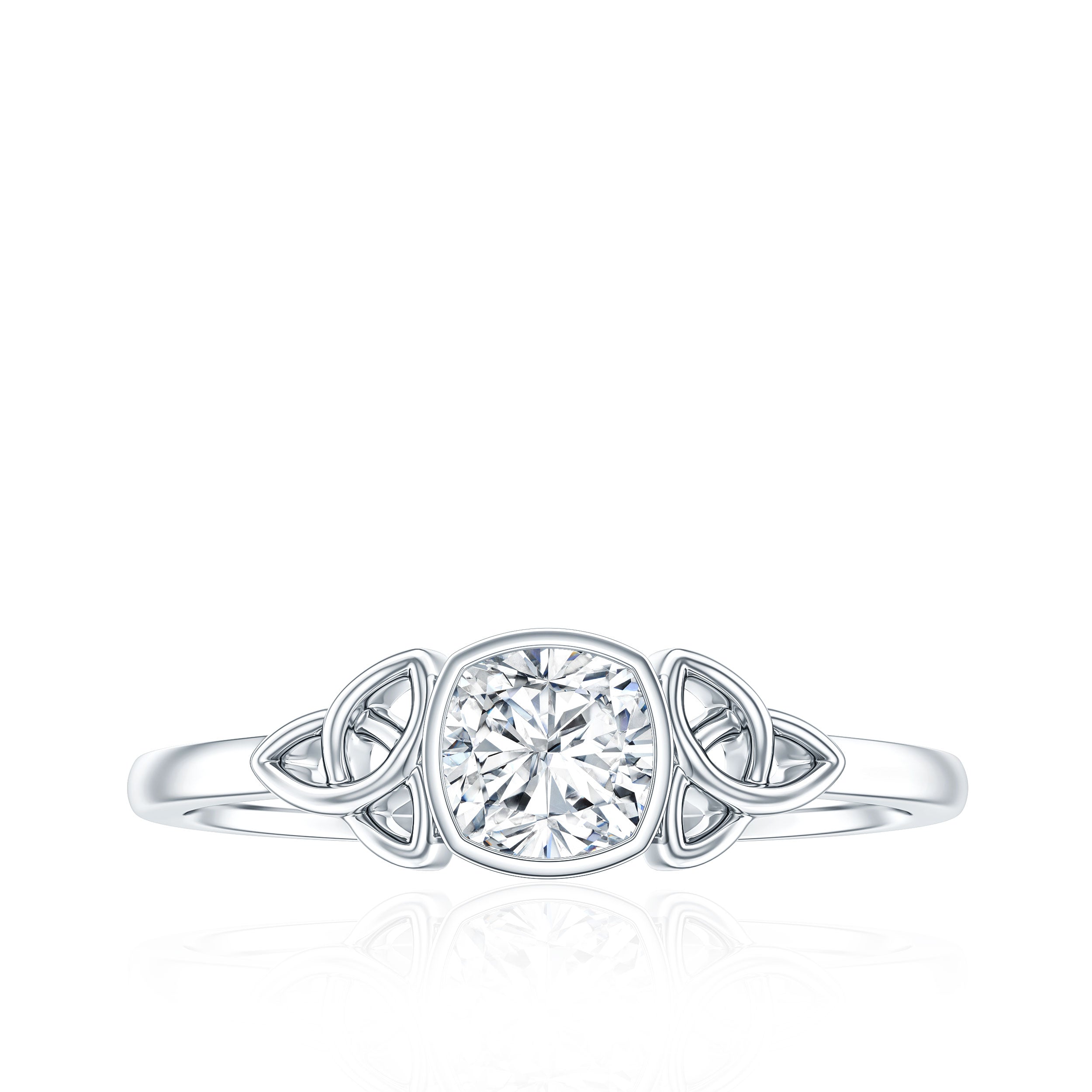 Certified Cushion Cut Diamond Knot Promise Ring Lab - ( EF-VS ) - Rosec Jewels