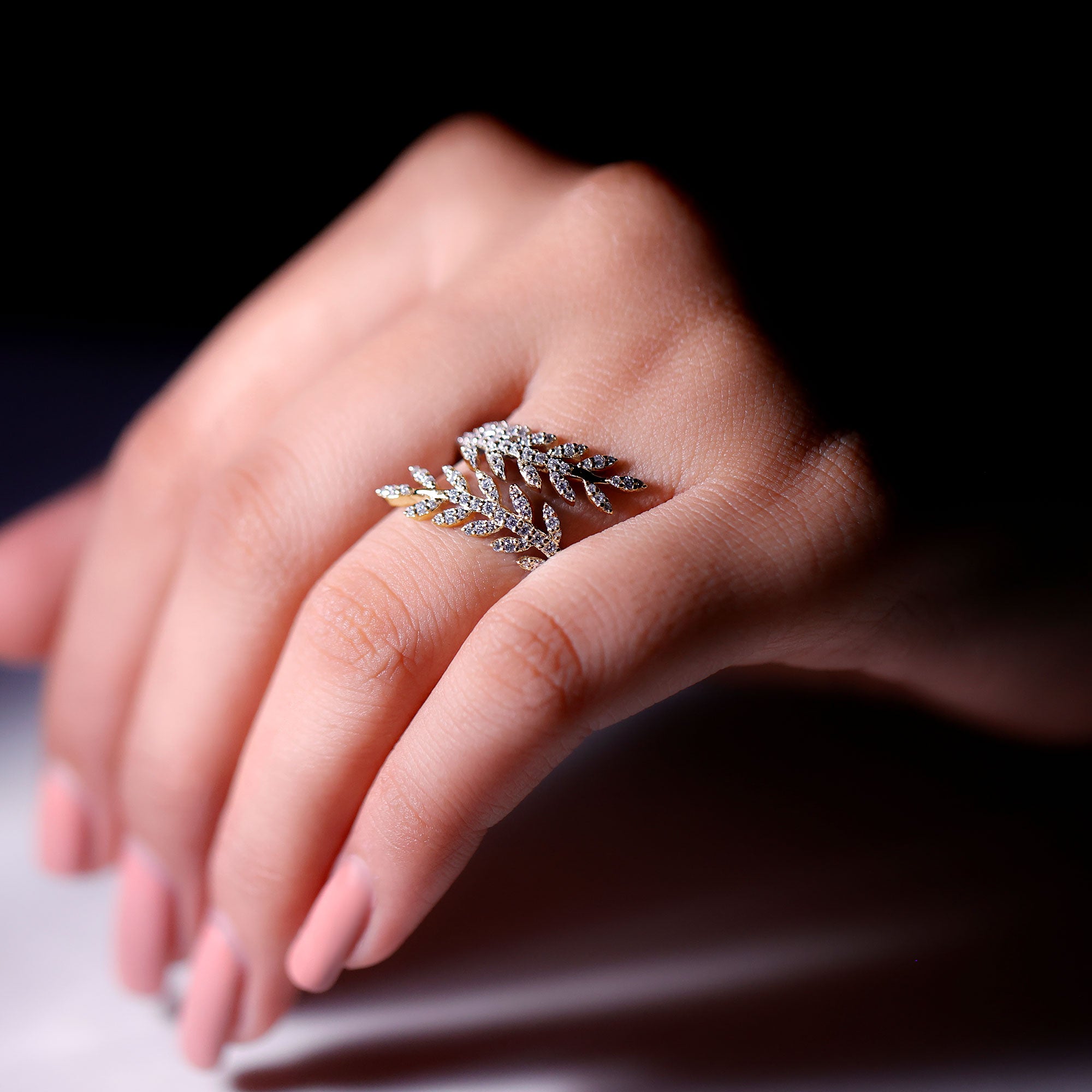 Certified Nature inspired Lab Grown Diamond Cocktail Ring for Women Lab - ( EF-VS ) - Rosec Jewels