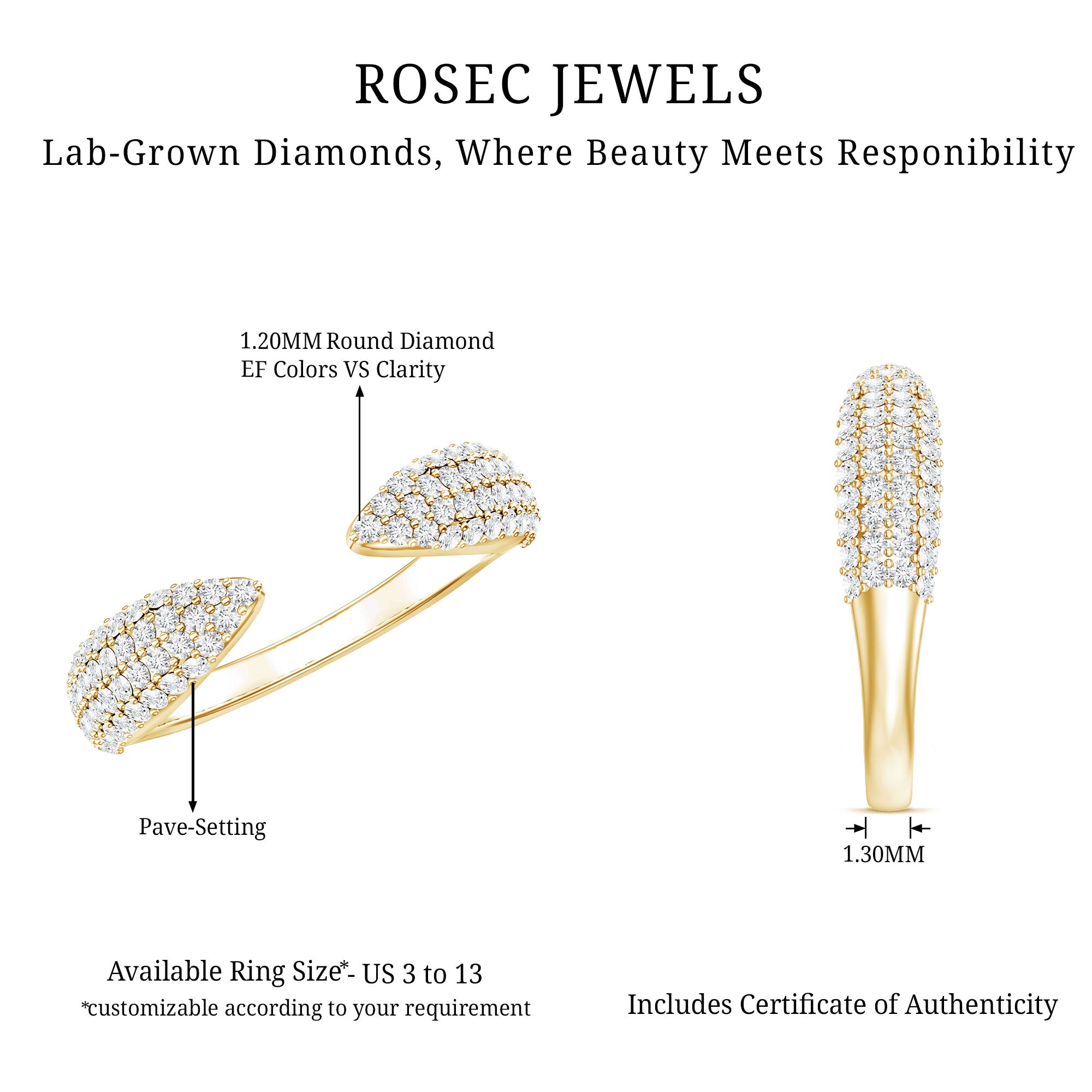 Lab Created Diamond Wedding Wrap Ring For Women Lab - ( EF-VS ) - Rosec Jewels