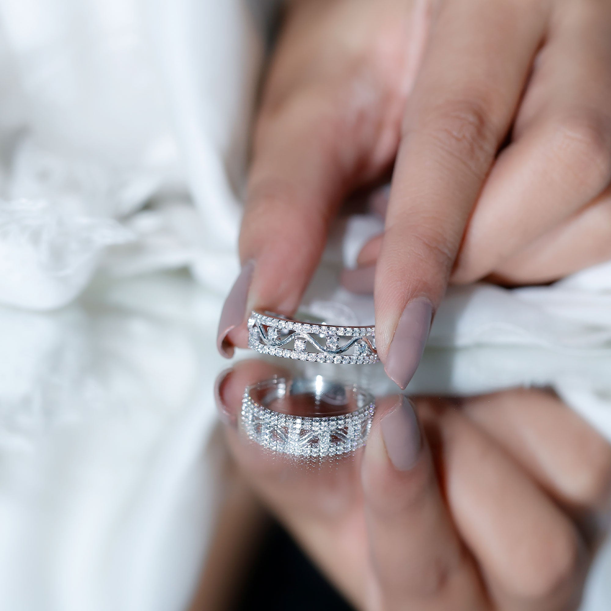Womens Lab Created Diamond Wedding Band With Certificate Lab - ( EF-VS ) - Rosec Jewels