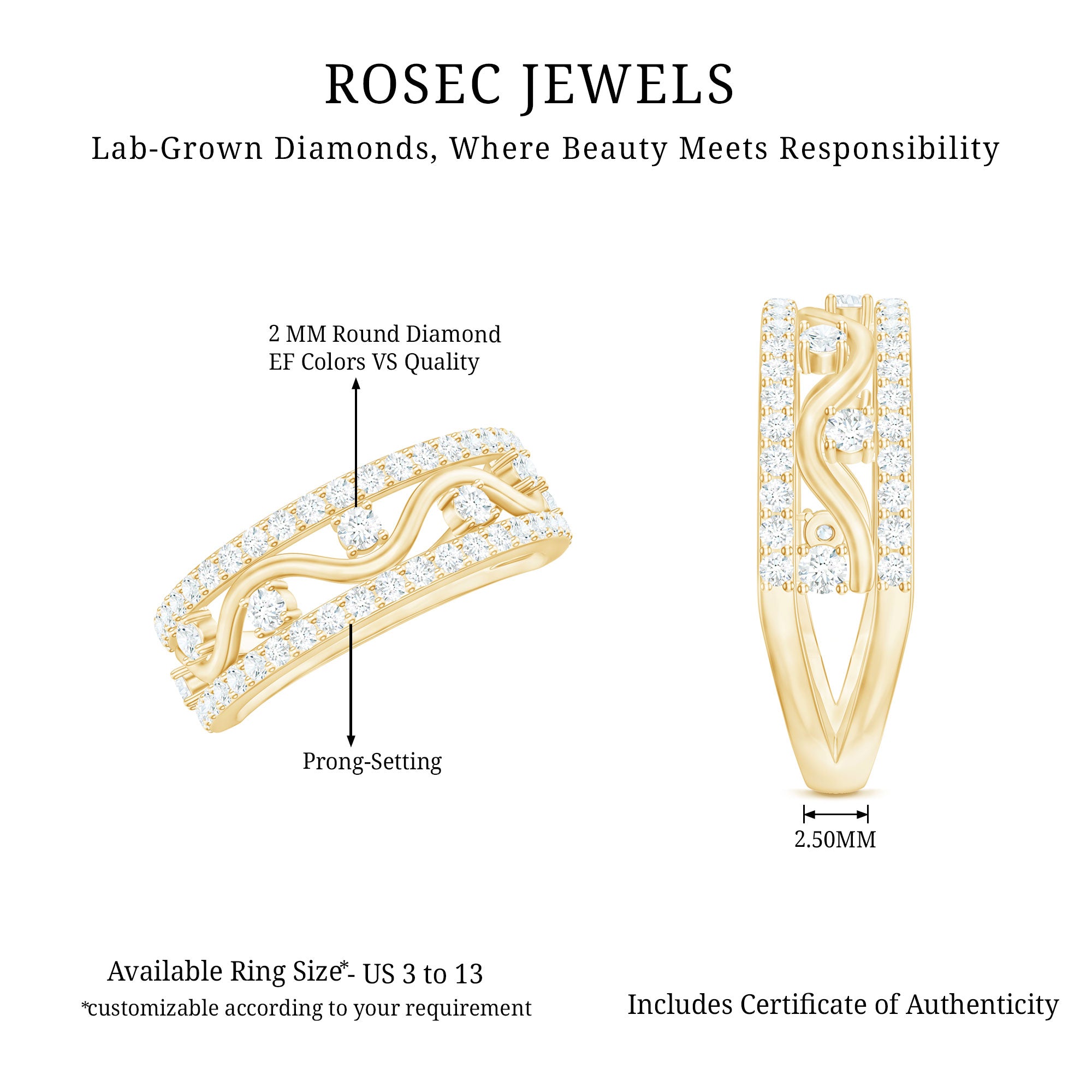 Rosec Jewels-Womens Lab Created Diamond Wedding Band With Certificate